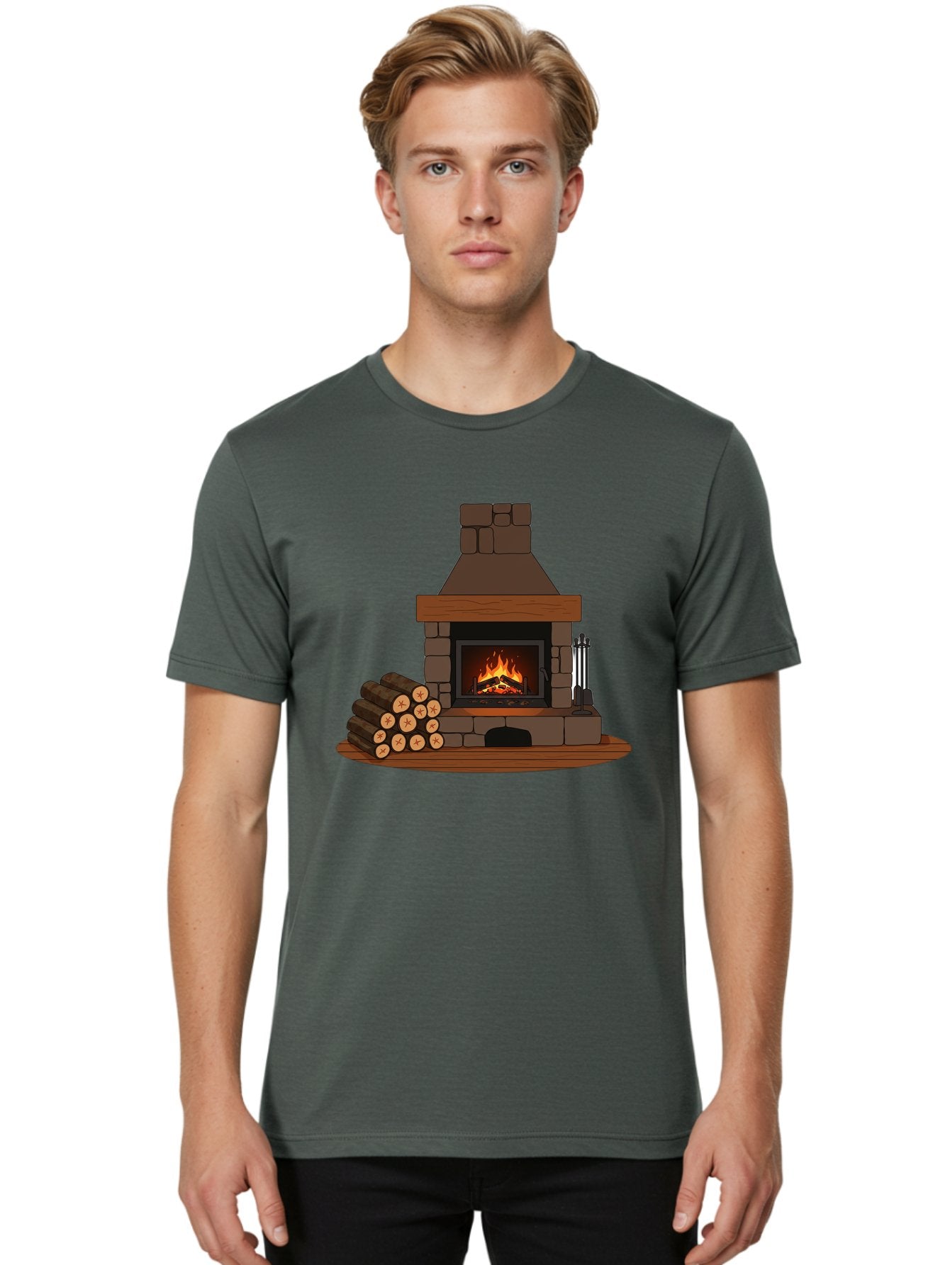 Fireplace-With-Fire Men'S Graphic Tee, 100% Cotton, Comfortable Casual Summer Wear, Machine Washable, Vintage Camera, Old Camera, Antique Camera, Black Camera, Classic Photography, Photography Equipment, Nostalgic Device, Film Camera, Bak548 23