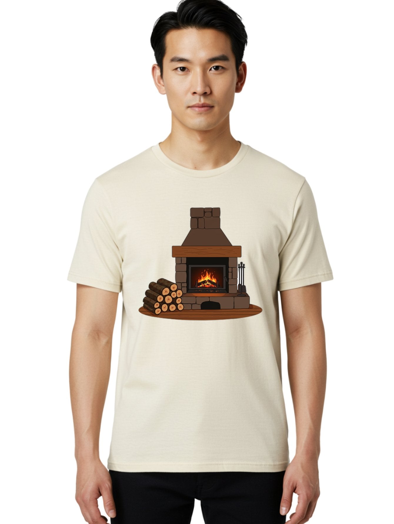 Fireplace-With-Fire Men'S Graphic Tee, 100% Cotton, Comfortable Casual Summer Wear, Machine Washable, Vintage Camera, Old Camera, Antique Camera, Black Camera, Classic Photography, Photography Equipment, Nostalgic Device, Film Camera, Bak548 27