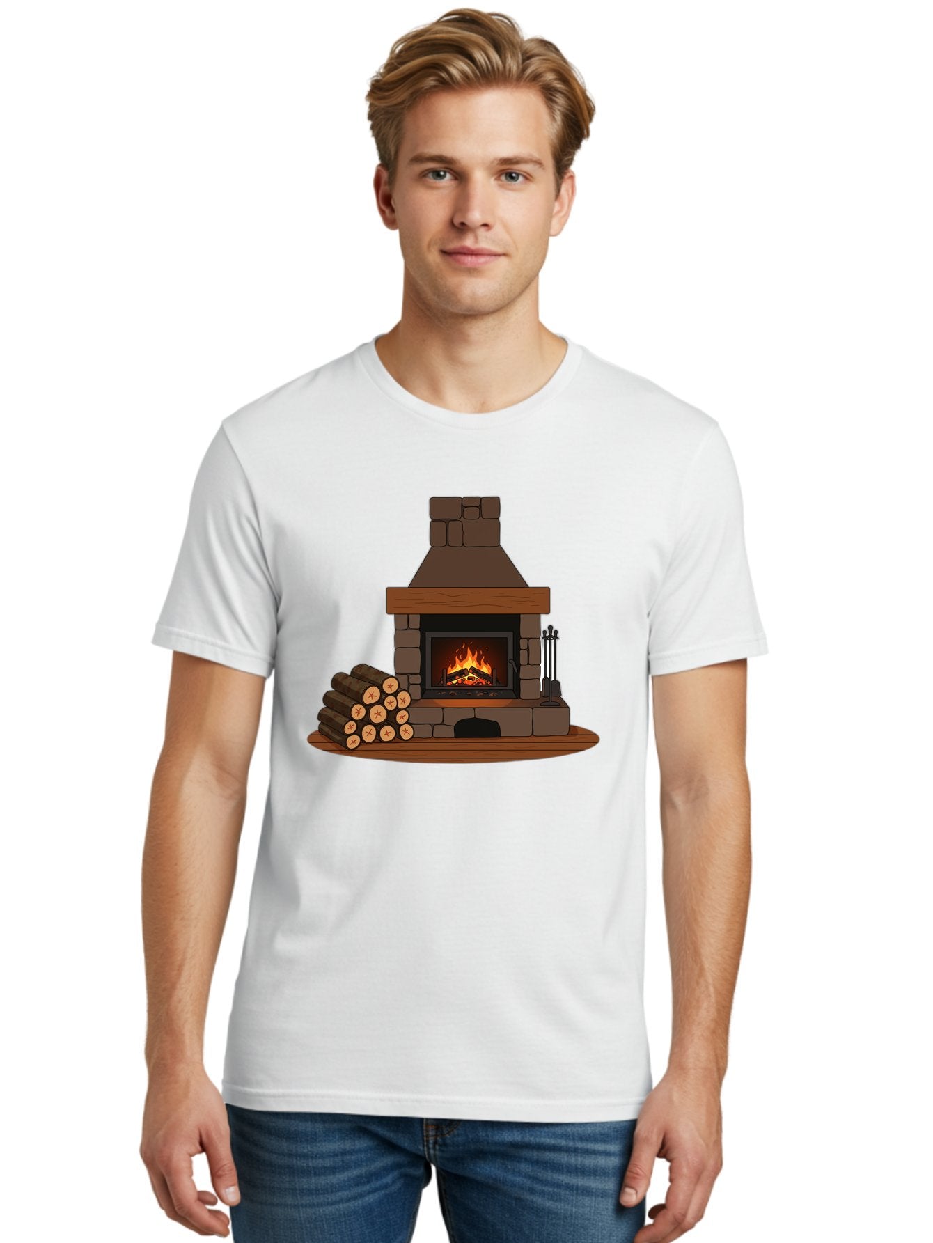 Fireplace-With-Fire Men'S Graphic Tee, 100% Cotton, Comfortable Casual Summer Wear, Machine Washable, Vintage Camera, Old Camera, Antique Camera, Black Camera, Classic Photography, Photography Equipment, Nostalgic Device, Film Camera, Bak548 19