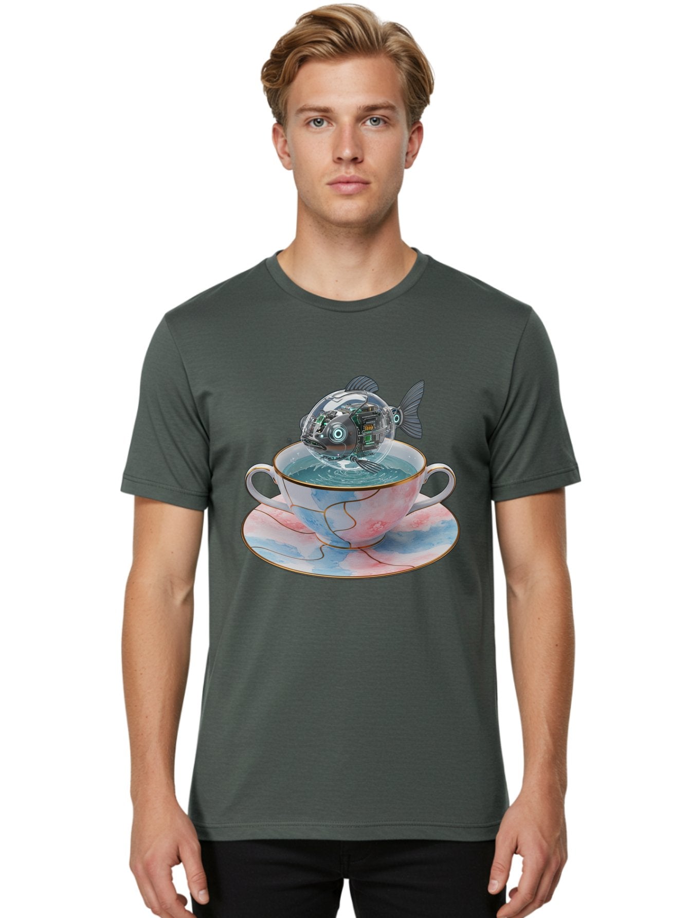 Fish-In-Teacup-1 Men'S Graphic Tee, 100% Cotton, Comfortable Casual Summer Wear, Machine Washable, Vintage Camera, Old Camera, Antique Camera, Black Camera, Classic Photography, Photography Equipment, Nostalgic Device, Film Camera, Camera Art Bak554 16