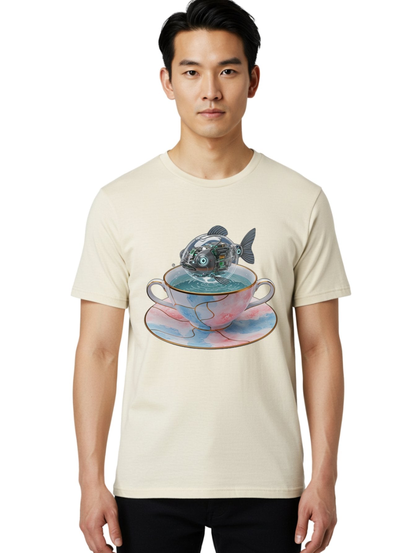 Fish-In-Teacup-1 Men'S Graphic Tee, 100% Cotton, Comfortable Casual Summer Wear, Machine Washable, Vintage Camera, Old Camera, Antique Camera, Black Camera, Classic Photography, Photography Equipment, Nostalgic Device, Film Camera, Camera Art Bak554 29