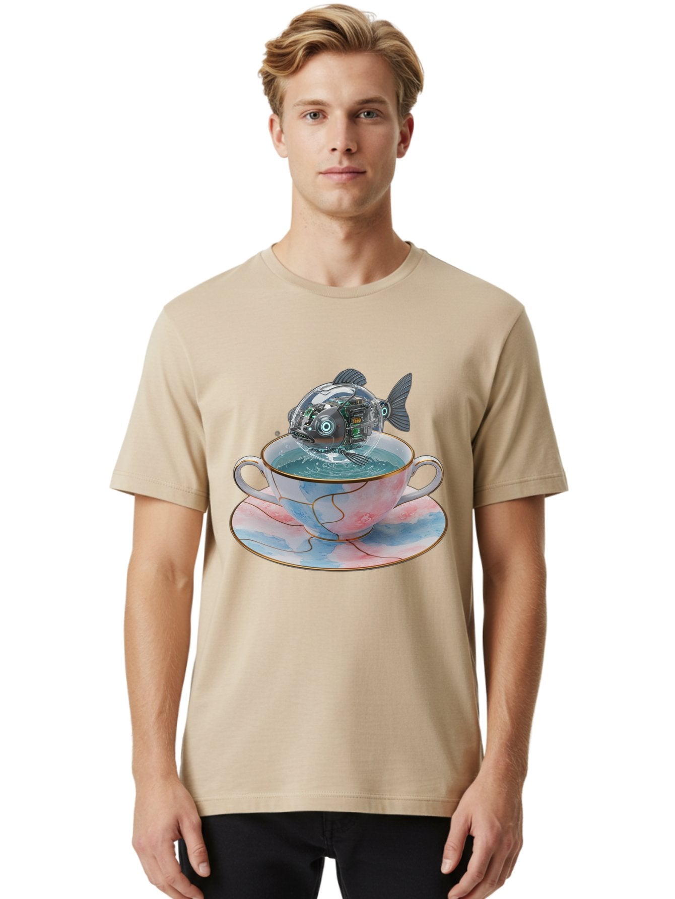 Fish-In-Teacup-1 Men'S Graphic Tee, 100% Cotton, Comfortable Casual Summer Wear, Machine Washable, Vintage Camera, Old Camera, Antique Camera, Black Camera, Classic Photography, Photography Equipment, Nostalgic Device, Film Camera, Camera Art Bak554 28