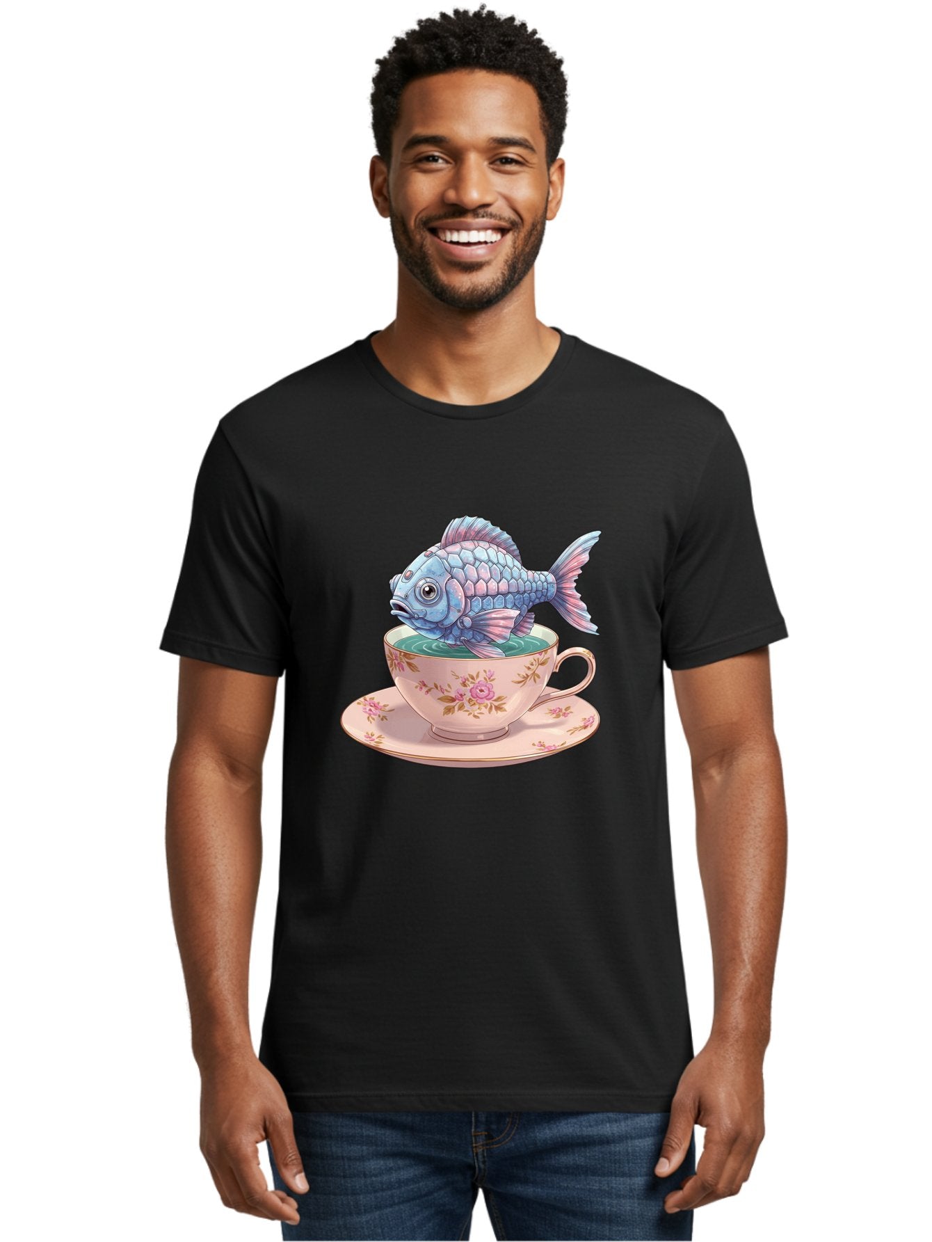 Fish-In-Teacup-2 Men'S Graphic Tee, 100% Cotton, Comfortable Casual Summer Wear, Machine Washable, Vintage Camera, Old Camera, Antique Camera, Black Camera, Classic Photography, Photography Equipment, Nostalgic Device, Film Camera, Camera Art Bak555 22