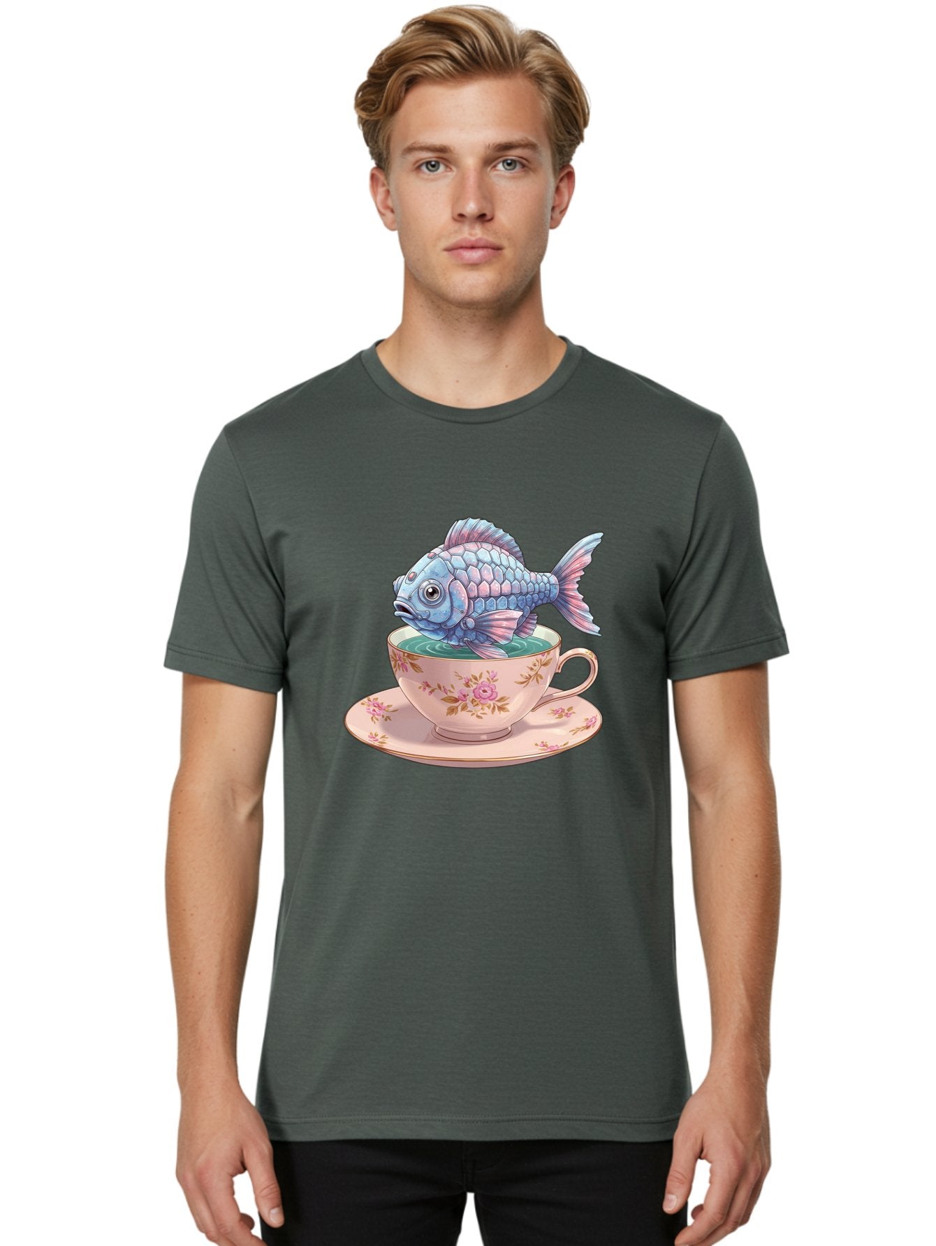 Fish-In-Teacup-2 Men'S Graphic Tee, 100% Cotton, Comfortable Casual Summer Wear, Machine Washable, Vintage Camera, Old Camera, Antique Camera, Black Camera, Classic Photography, Photography Equipment, Nostalgic Device, Film Camera, Camera Art Bak555 25