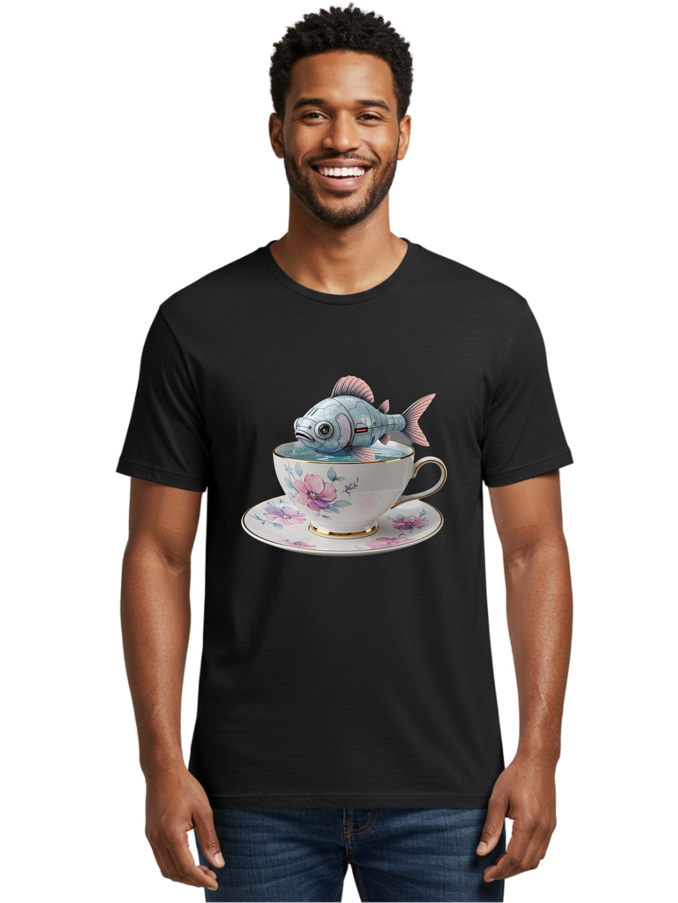 Fish-In-Teacup-3 Men'S Graphic Tee, 100% Cotton, Comfortable Casual Summer Wear, Machine Washable, Vintage Camera, Old Camera, Antique Camera, Black Camera, Classic Photography, Photography Equipment, Nostalgic Device, Film Camera, Camera Art Bak556 18