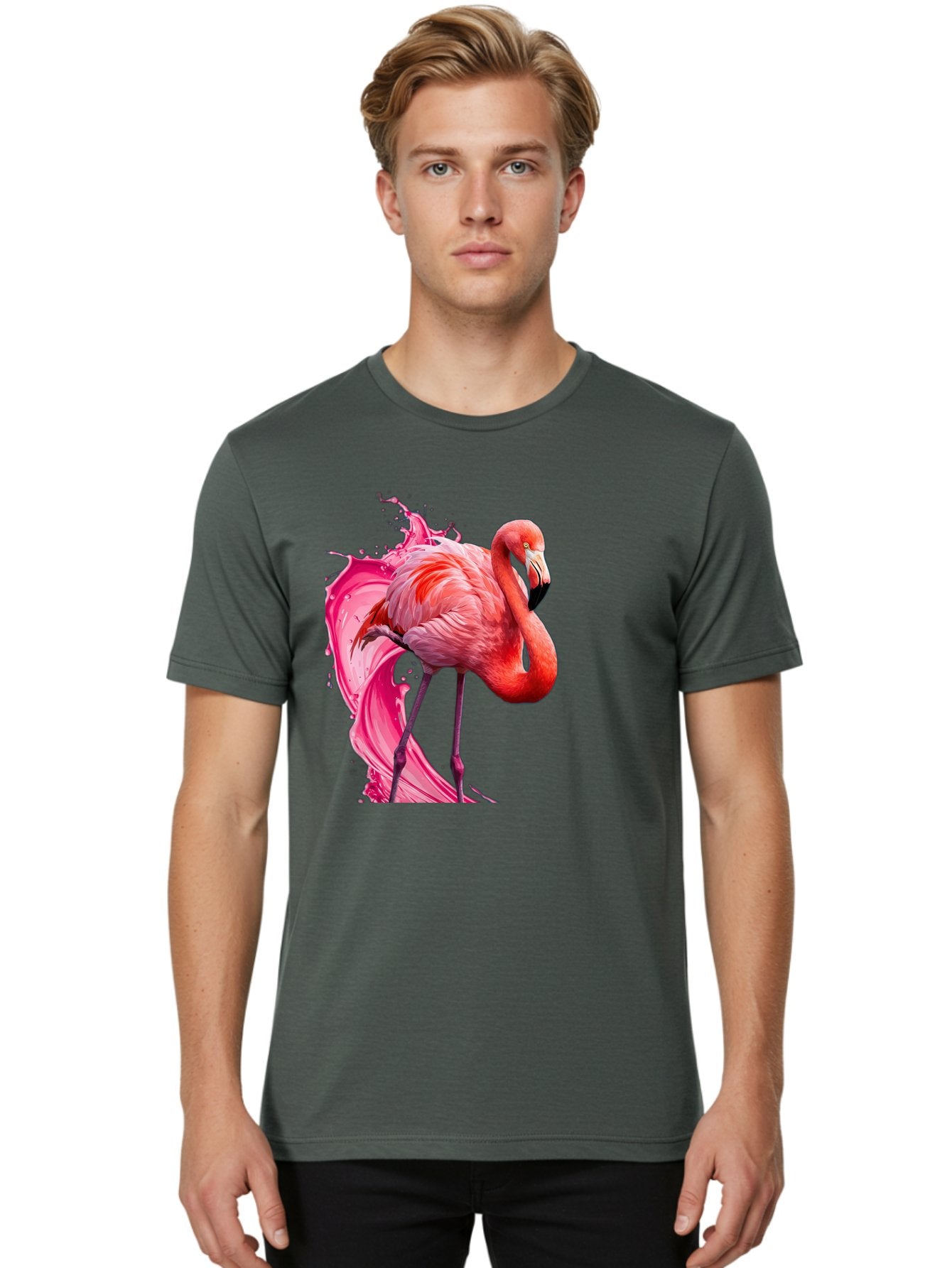 Flamingo-Splash-1 Men'S Graphic Tee, 100% Cotton, Comfortable Casual Summer Wear, Machine Washable, Vintage Camera, Old Camera, Antique Camera, Black Camera, Classic Photography, Photography Equipment, Nostalgic Device, Film Camera, Camera Art Bak598 26