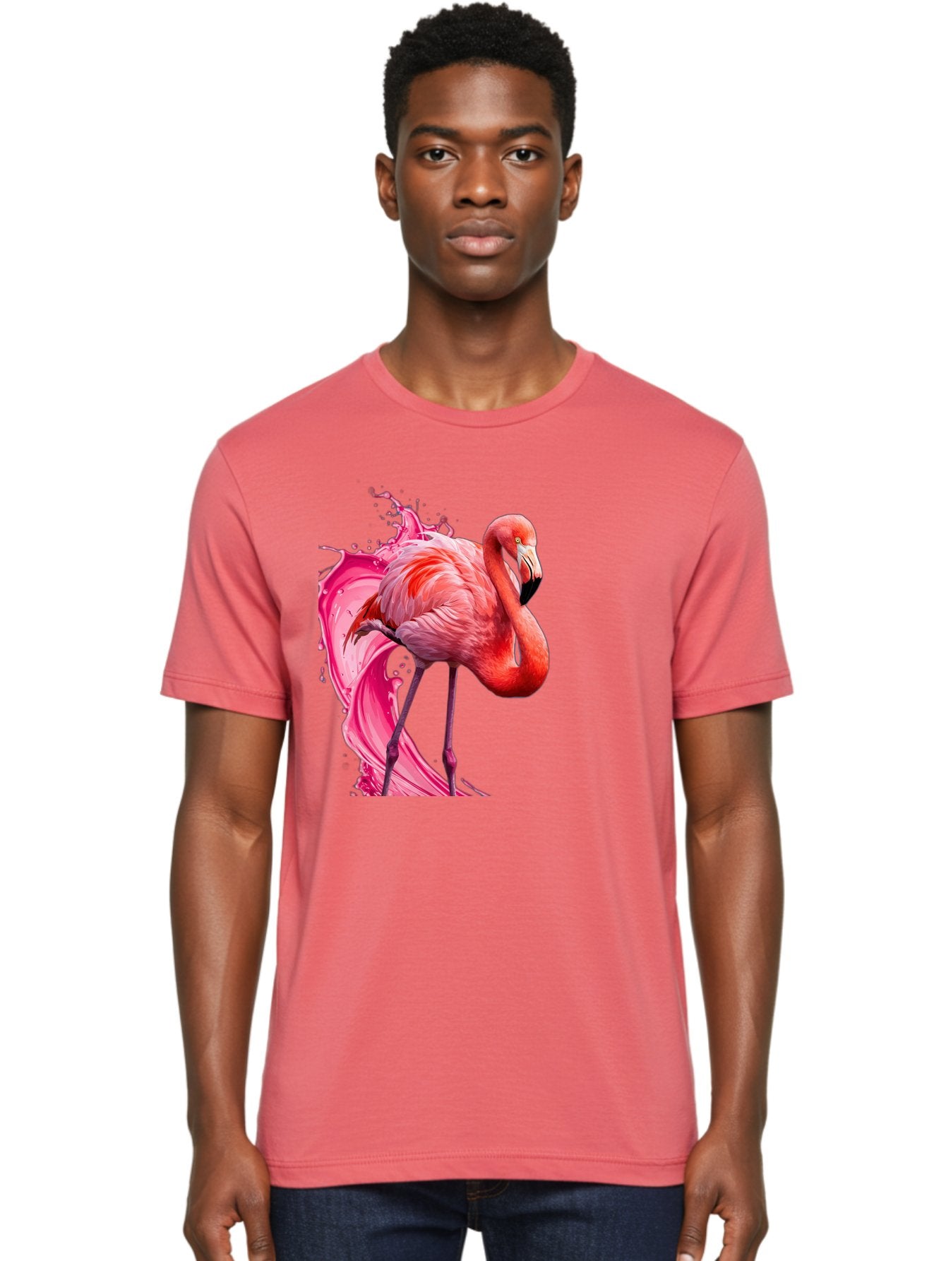 Flamingo-Splash-1 Men'S Graphic Tee, 100% Cotton, Comfortable Casual Summer Wear, Machine Washable, Vintage Camera, Old Camera, Antique Camera, Black Camera, Classic Photography, Photography Equipment, Nostalgic Device, Film Camera, Camera Art Bak598 30