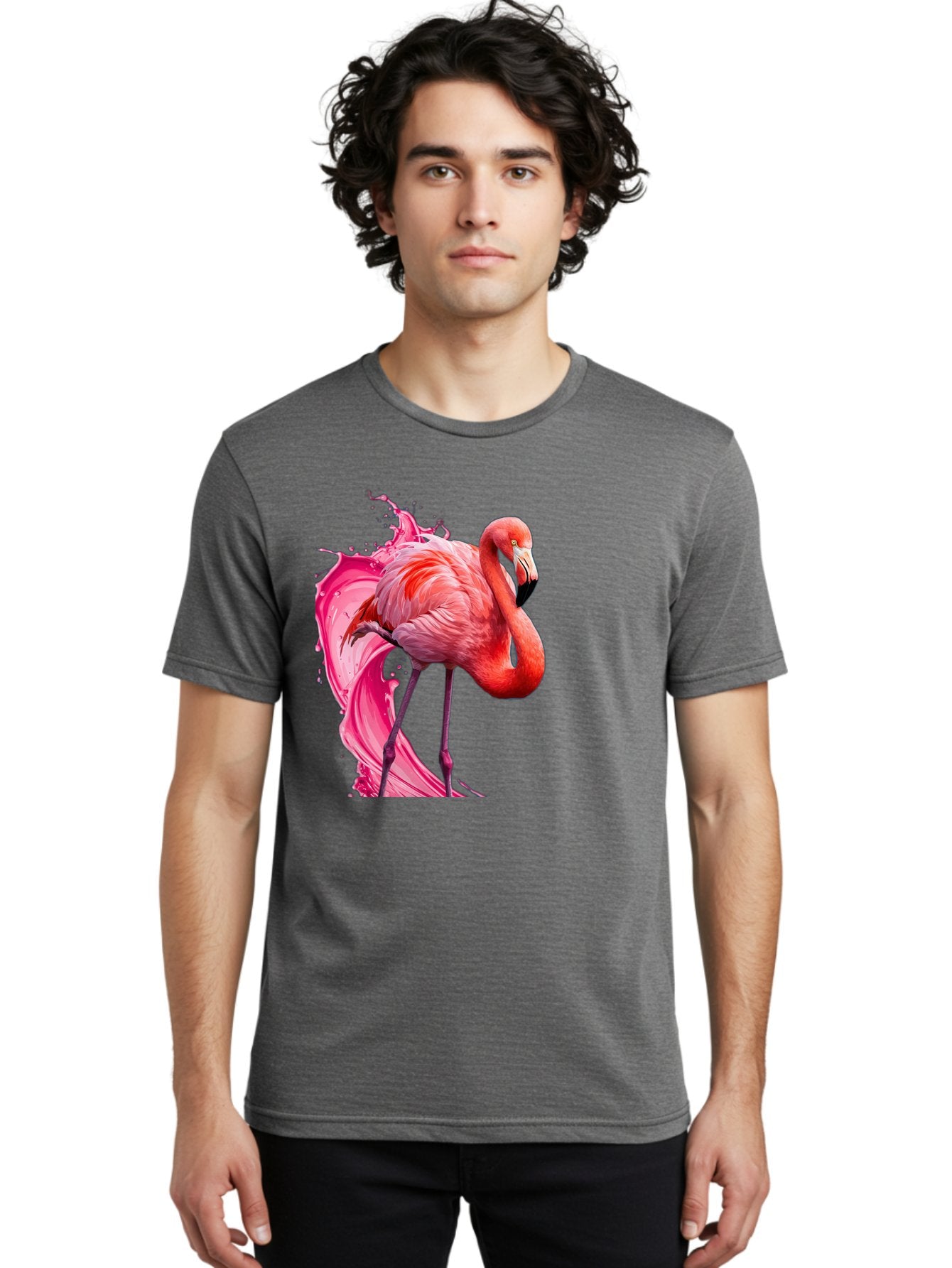 Flamingo-Splash-1 Men'S Graphic Tee, 100% Cotton, Comfortable Casual Summer Wear, Machine Washable, Vintage Camera, Old Camera, Antique Camera, Black Camera, Classic Photography, Photography Equipment, Nostalgic Device, Film Camera, Camera Art Bak598 20