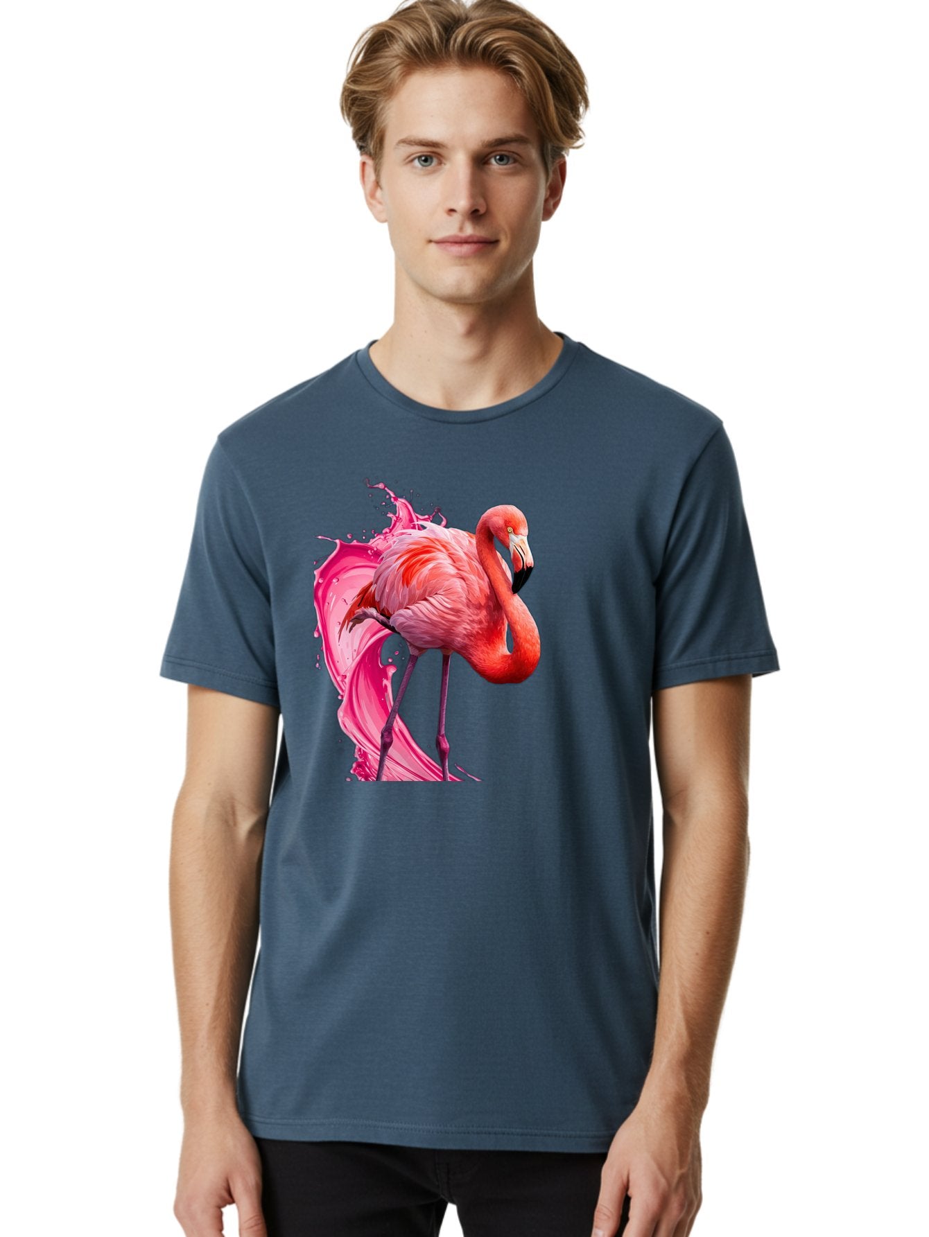Flamingo-Splash-1 Men'S Graphic Tee, 100% Cotton, Comfortable Casual Summer Wear, Machine Washable, Vintage Camera, Old Camera, Antique Camera, Black Camera, Classic Photography, Photography Equipment, Nostalgic Device, Film Camera, Camera Art Bak598 29