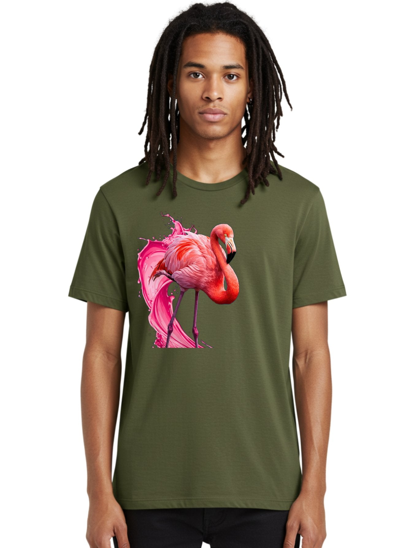 Flamingo-Splash-1 Men'S Graphic Tee, 100% Cotton, Comfortable Casual Summer Wear, Machine Washable, Vintage Camera, Old Camera, Antique Camera, Black Camera, Classic Photography, Photography Equipment, Nostalgic Device, Film Camera, Camera Art Bak598 24