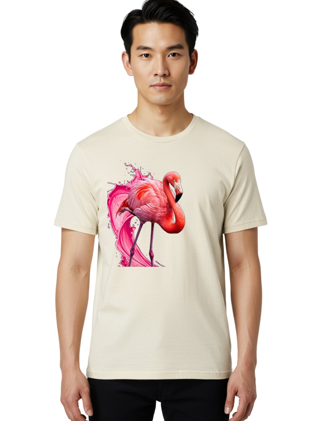 Flamingo-Splash-1 Men'S Graphic Tee, 100% Cotton, Comfortable Casual Summer Wear, Machine Washable, Vintage Camera, Old Camera, Antique Camera, Black Camera, Classic Photography, Photography Equipment, Nostalgic Device, Film Camera, Camera Art Bak598 25