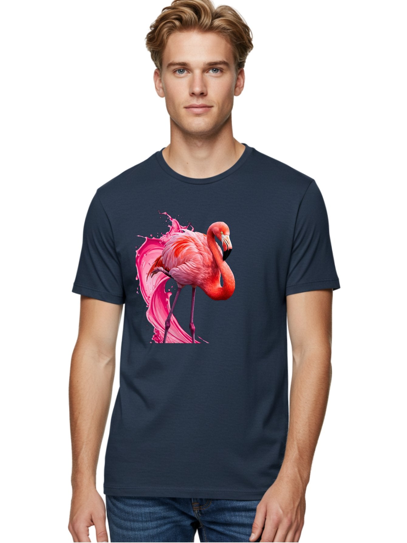Flamingo-Splash-1 Men'S Graphic Tee, 100% Cotton, Comfortable Casual Summer Wear, Machine Washable, Vintage Camera, Old Camera, Antique Camera, Black Camera, Classic Photography, Photography Equipment, Nostalgic Device, Film Camera, Camera Art Bak598 16