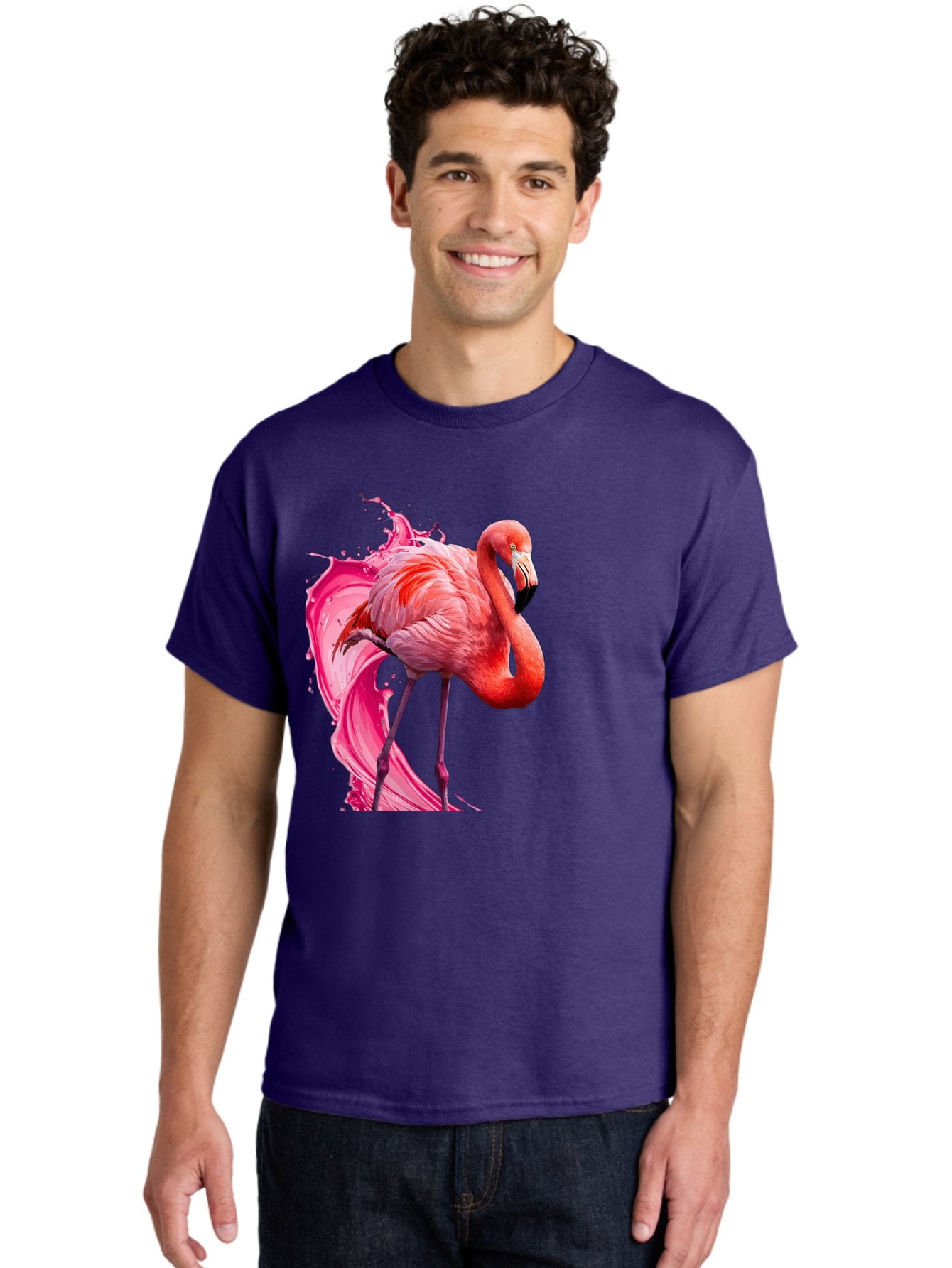 Flamingo-Splash-1 Men'S Graphic Tee, 100% Cotton, Comfortable Casual Summer Wear, Machine Washable, Vintage Camera, Old Camera, Antique Camera, Black Camera, Classic Photography, Photography Equipment, Nostalgic Device, Film Camera, Camera Art Bak598 28