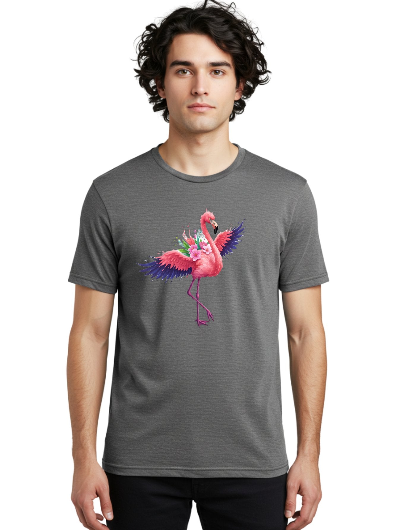 Flamingo-With-Flowers-3 Men'S Graphic Tee, 100% Cotton, Comfortable Casual Summer Wear, Machine Washable, Vintage Camera, Old Camera, Antique Camera, Black Camera, Classic Photography, Photography Equipment, Nostalgic Device, Film Camera, Bak602 17