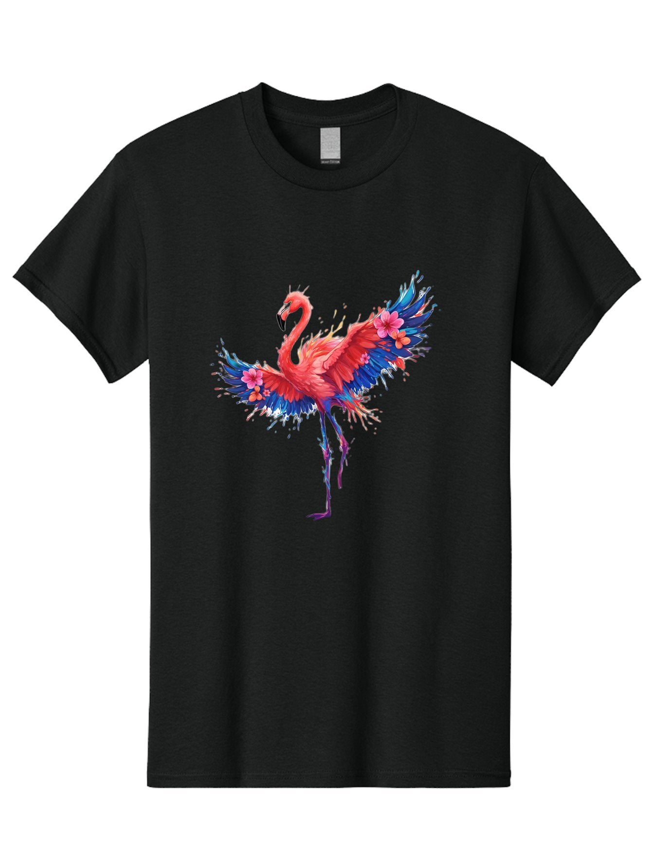 Flamingo-With-Flowers Men'S Graphic Tee, 100% Cotton, Comfortable Casual Summer Wear, Machine Washable, Vintage Camera, Old Camera, Antique Camera, Black Camera, Classic Photography, Photography Equipment, Nostalgic Device, Film Camera, Bak603 4