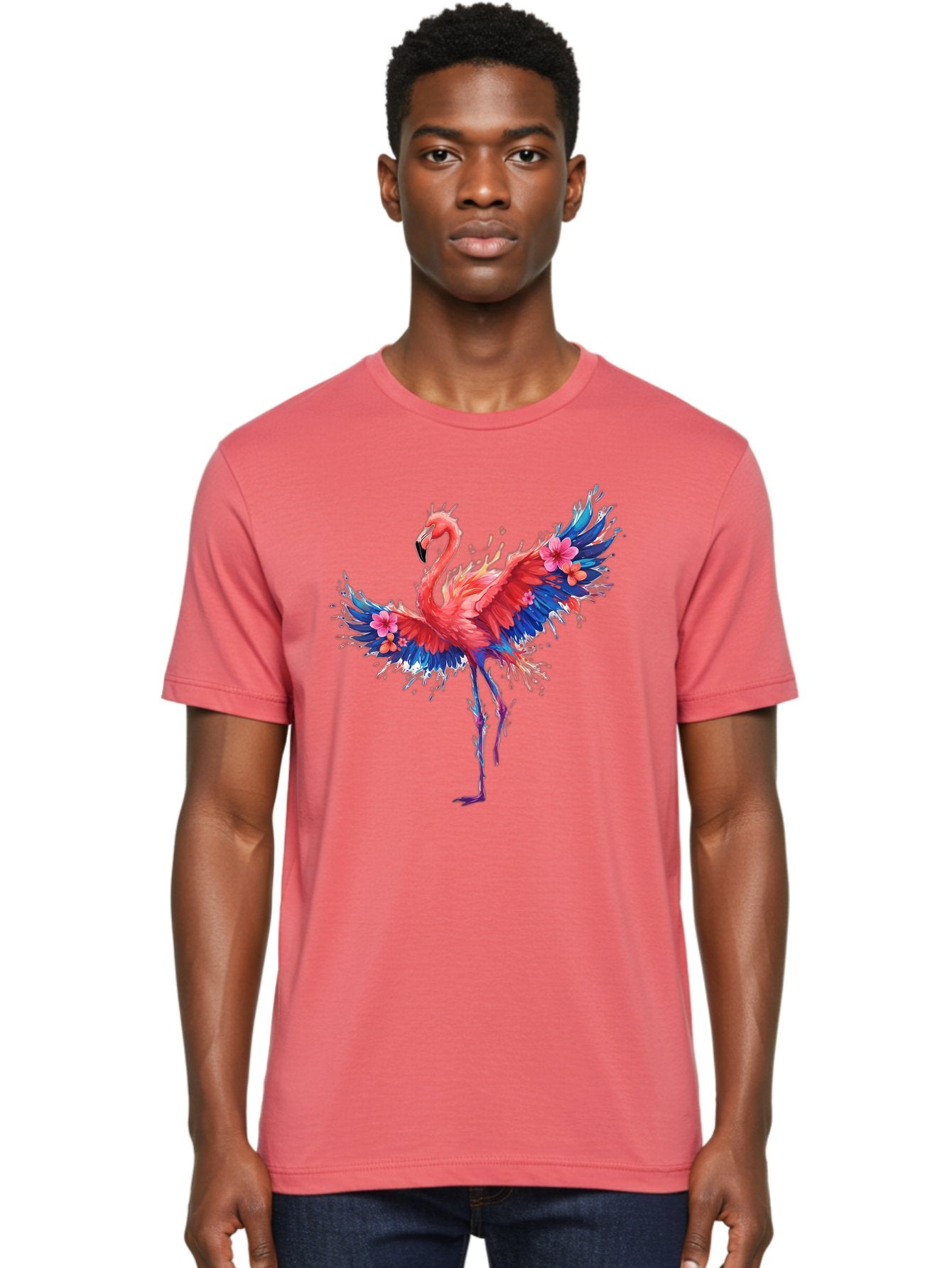 Flamingo-With-Flowers Men'S Graphic Tee, 100% Cotton, Comfortable Casual Summer Wear, Machine Washable, Vintage Camera, Old Camera, Antique Camera, Black Camera, Classic Photography, Photography Equipment, Nostalgic Device, Film Camera, Bak603 23