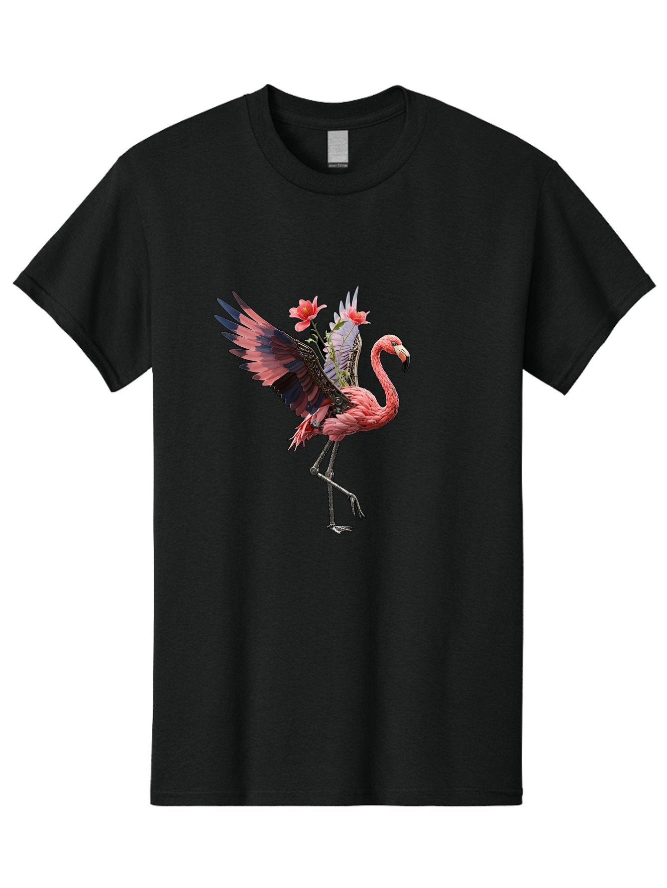 Flamingo-With-Robot-Parts Men'S Graphic Tee, 100% Cotton, Comfortable Casual Summer Wear, Machine Washable, Vintage Camera, Old Camera, Antique Camera, Black Camera, Classic Photography, Photography Equipment, Nostalgic Device, Film Camera, Bak604