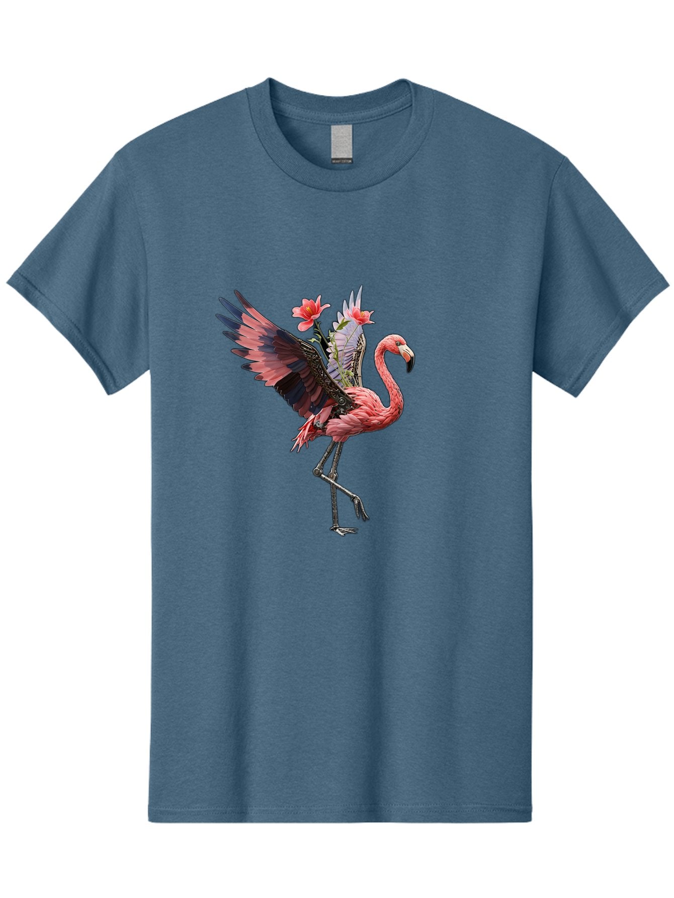 Flamingo-With-Robot-Parts Men'S Graphic Tee, 100% Cotton, Comfortable Casual Summer Wear, Machine Washable, Vintage Camera, Old Camera, Antique Camera, Black Camera, Classic Photography, Photography Equipment, Nostalgic Device, Film Camera, Bak604