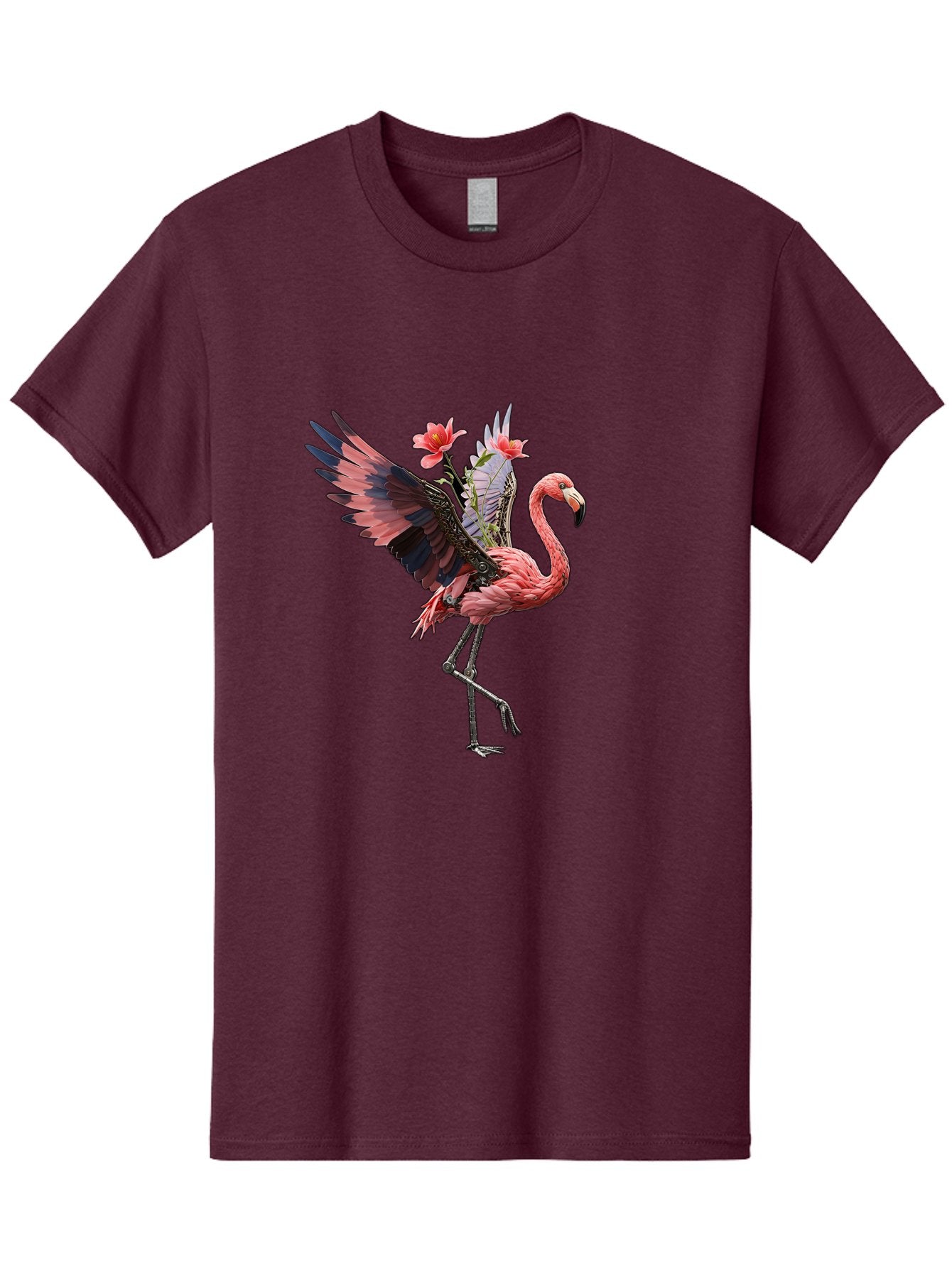 Flamingo-With-Robot-Parts Men'S Graphic Tee, 100% Cotton, Comfortable Casual Summer Wear, Machine Washable, Vintage Camera, Old Camera, Antique Camera, Black Camera, Classic Photography, Photography Equipment, Nostalgic Device, Film Camera, Bak604 4