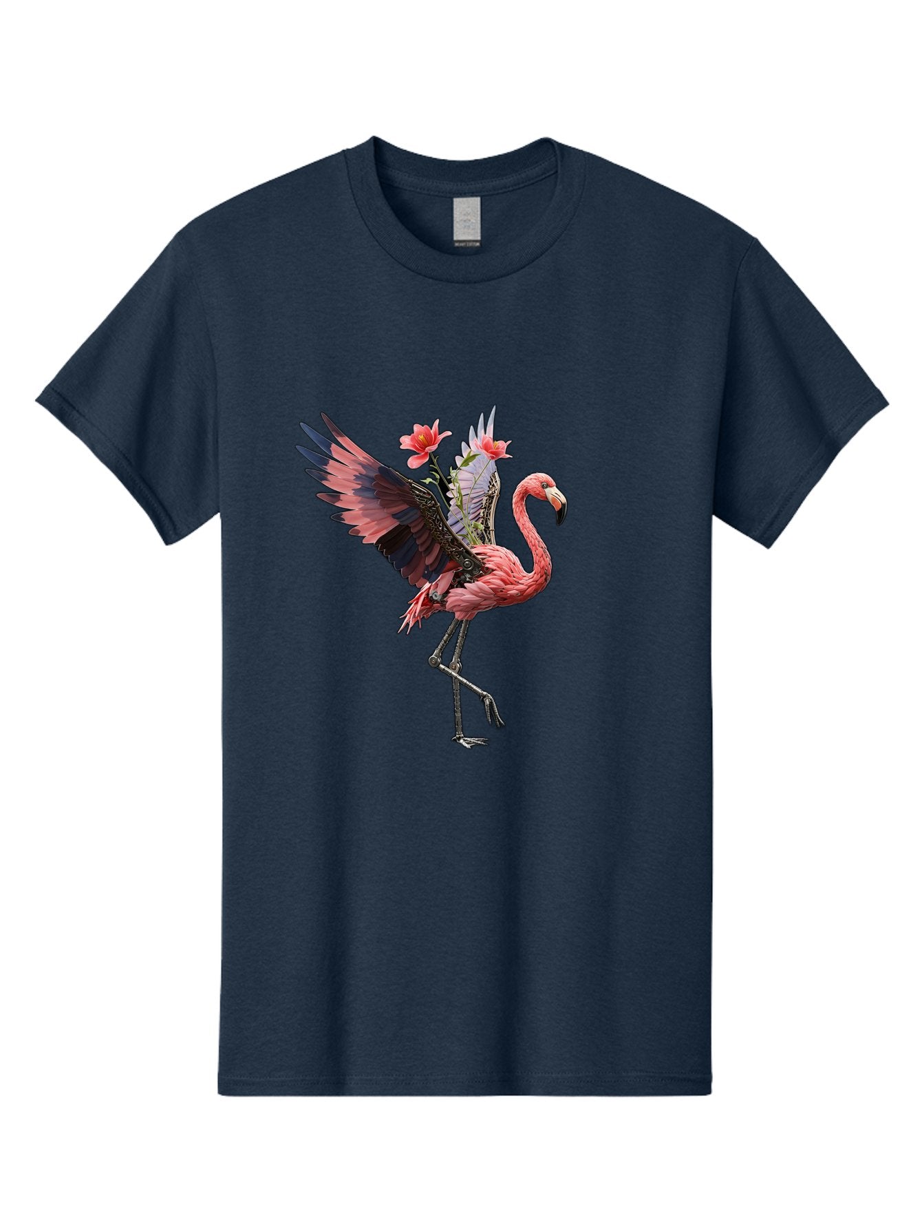Flamingo-With-Robot-Parts Men'S Graphic Tee, 100% Cotton, Comfortable Casual Summer Wear, Machine Washable, Vintage Camera, Old Camera, Antique Camera, Black Camera, Classic Photography, Photography Equipment, Nostalgic Device, Film Camera, Bak604 6