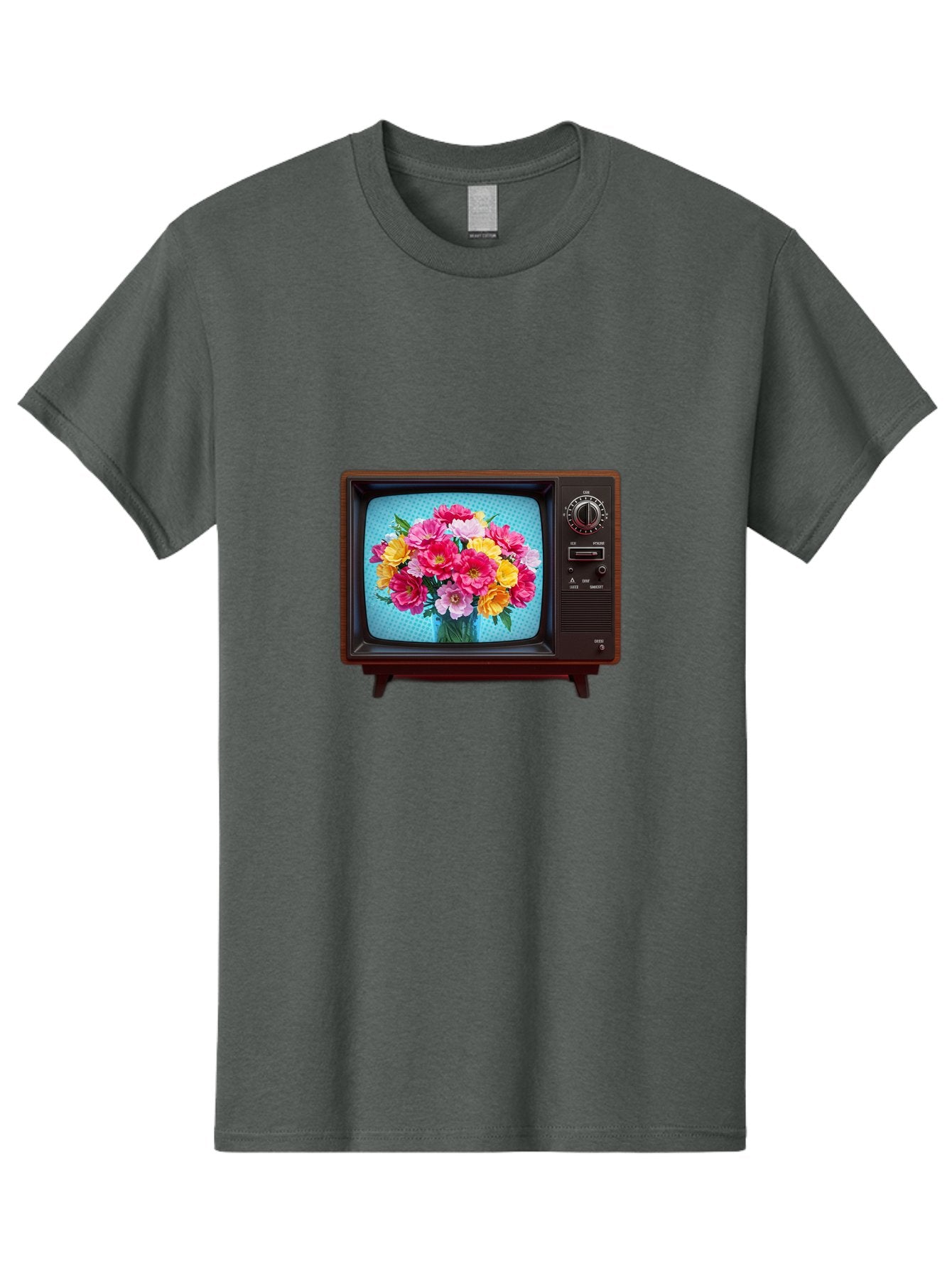 Floral-Bouquet-Tv Men'S Graphic Tee, 100% Cotton, Comfortable Casual Summer Wear, Machine Washable, Vintage Camera, Old Camera, Antique Camera, Black Camera, Classic Photography, Photography Equipment, Nostalgic Device, Film Camera, Camera Art Bak607 5