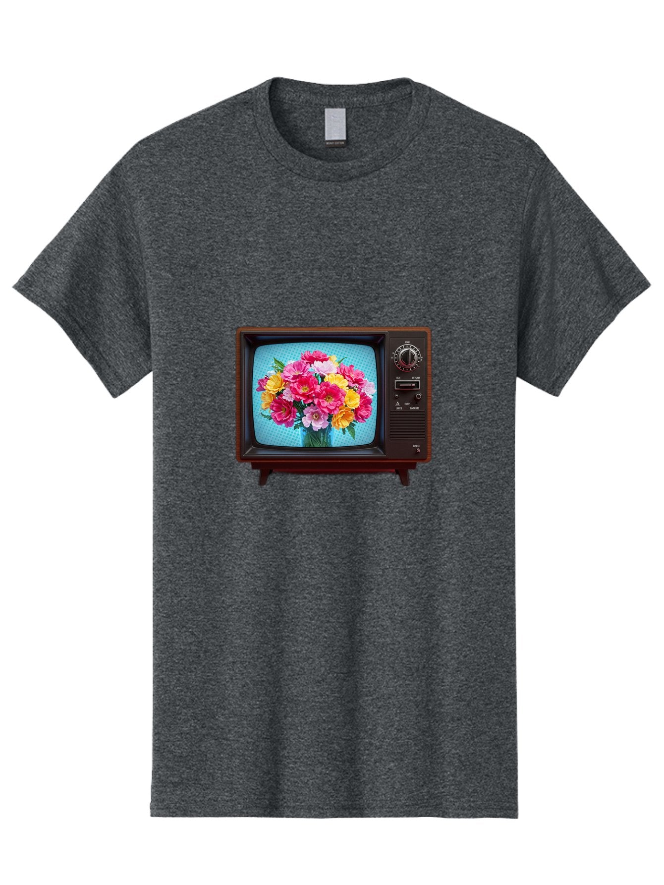 Floral-Bouquet-Tv Men'S Graphic Tee, 100% Cotton, Comfortable Casual Summer Wear, Machine Washable, Vintage Camera, Old Camera, Antique Camera, Black Camera, Classic Photography, Photography Equipment, Nostalgic Device, Film Camera, Camera Art Bak607