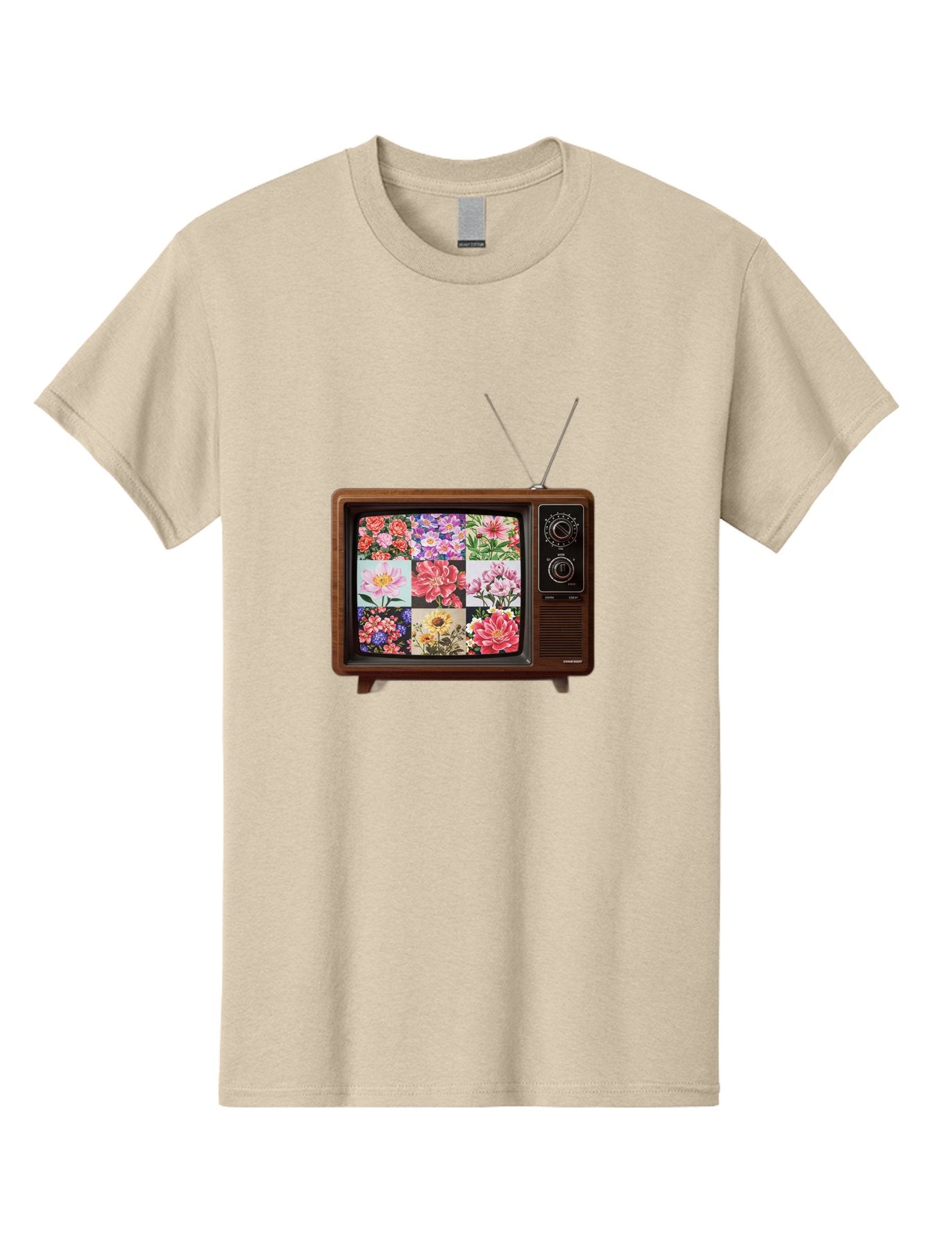 Flower-Collage-Tv Men'S Graphic Tee, 100% Cotton, Comfortable Casual Summer Wear, Machine Washable, Vintage Camera, Old Camera, Antique Camera, Black Camera, Classic Photography, Photography Equipment, Nostalgic Device, Film Camera, Camera Art Bak612 12