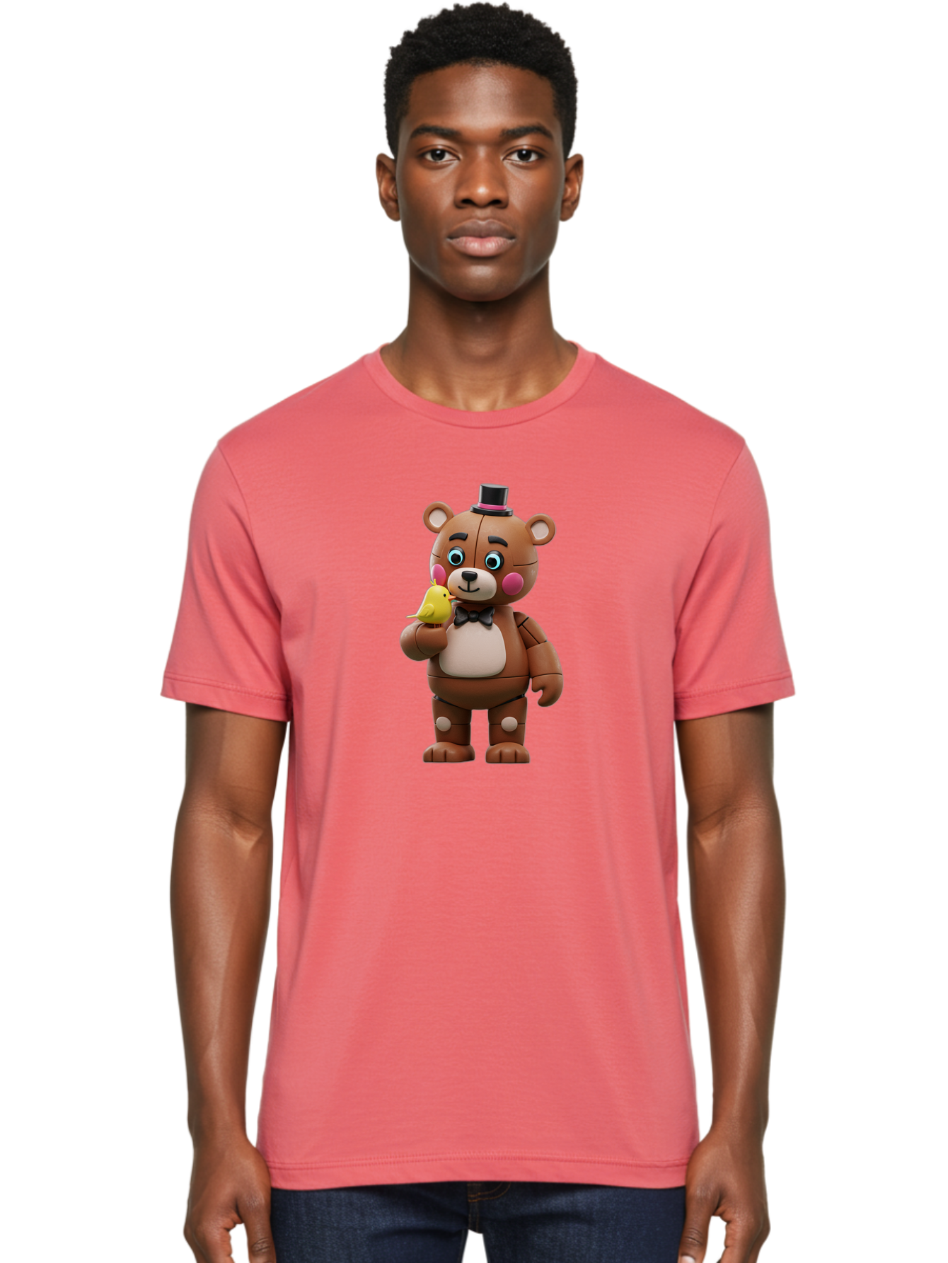 Freddy-Fazbear-With-Bird Men'S Graphic Tee, 100% Cotton, Comfortable Casual Summer Wear, Machine Washable, Vintage Camera, Old Camera, Antique Camera, Black Camera, Classic Photography, Photography Equipment, Nostalgic Device, Film Camera, Bak631 23