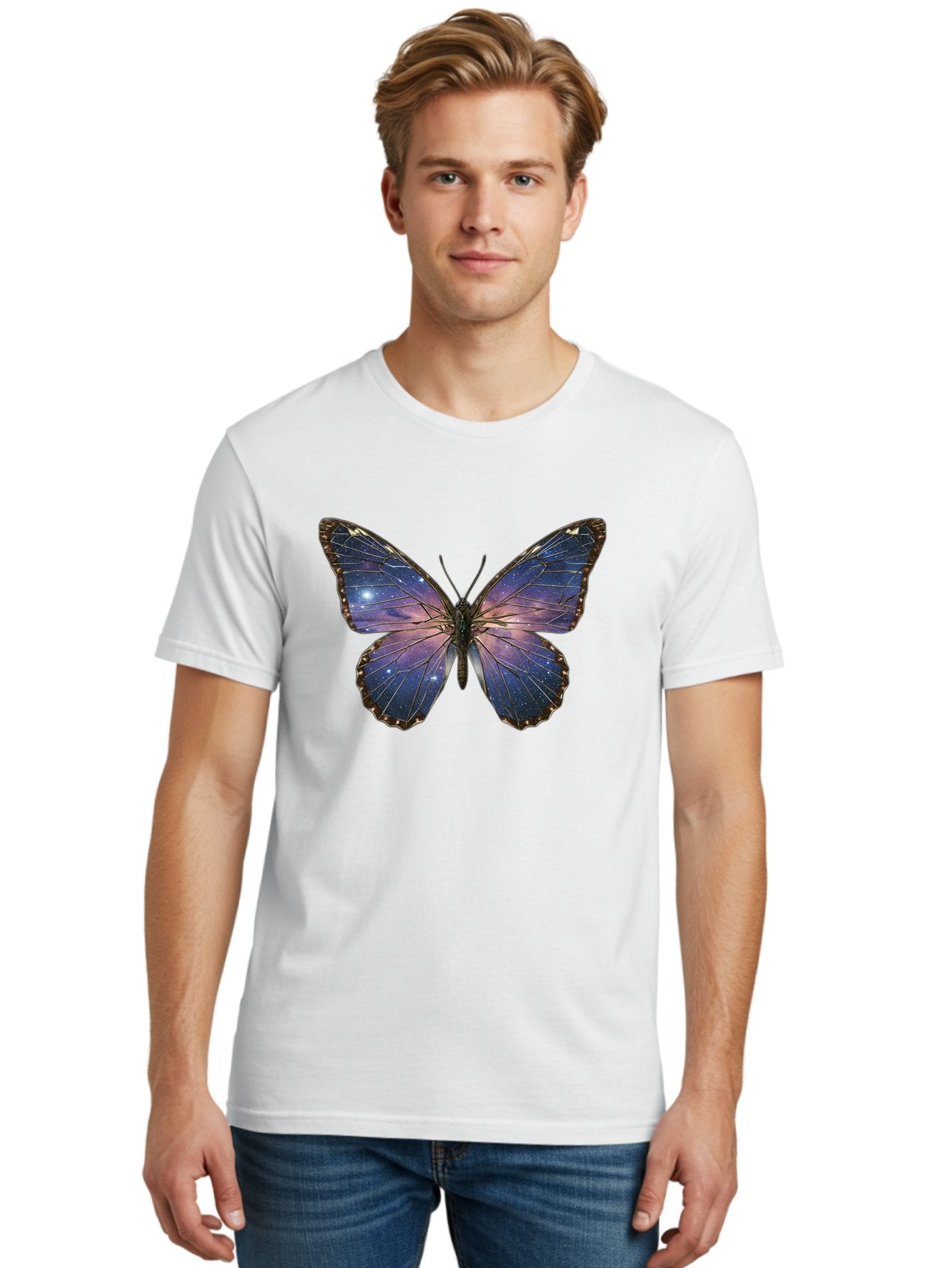 Galaxy-Butterfly Men'S Graphic Tee, 100% Cotton, Comfortable Casual Summer Wear, Machine Washable, Vintage Camera, Old Camera, Antique Camera, Black Camera, Classic Photography, Photography Equipment, Nostalgic Device, Film Camera, Camera Art Bak645 19