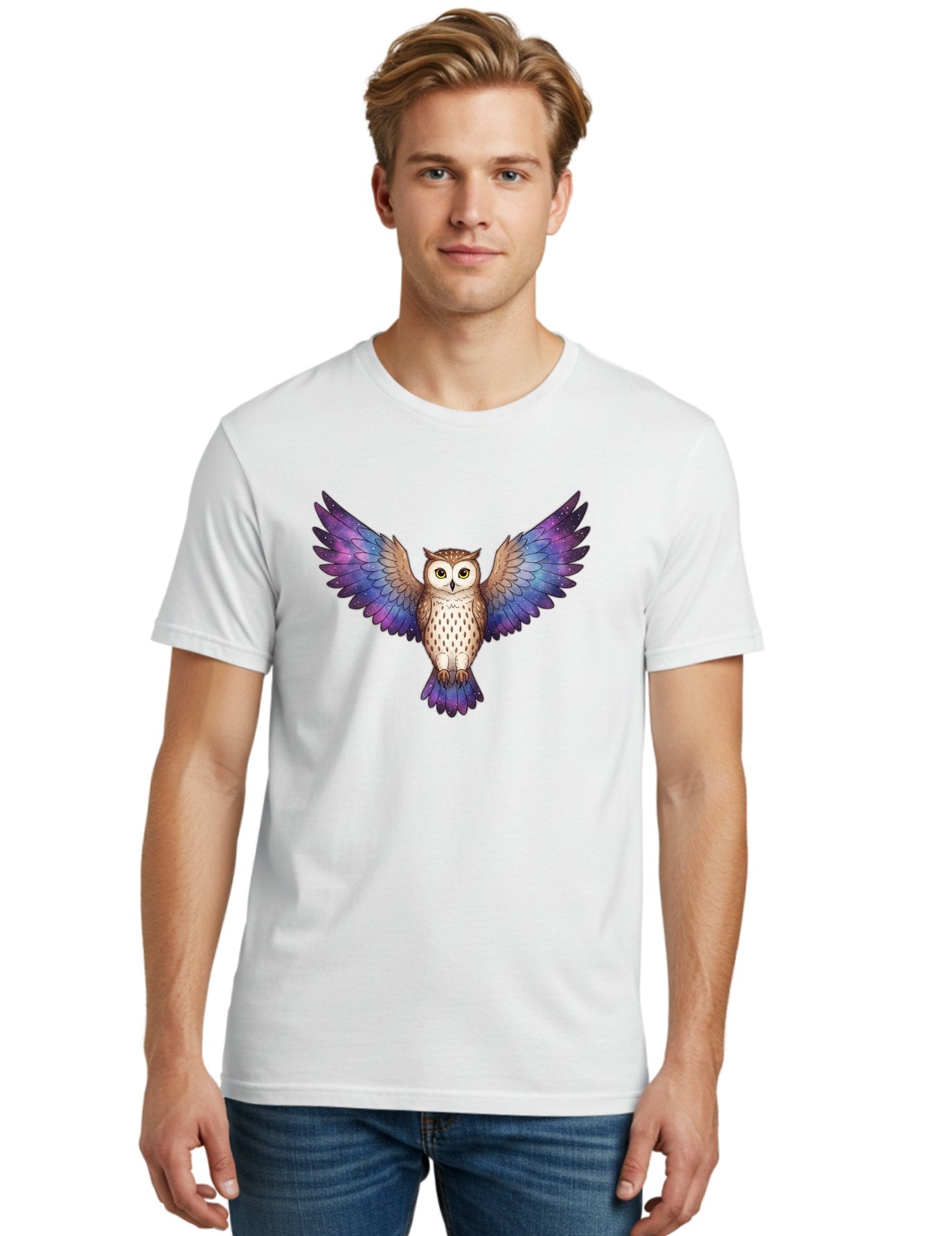 Galaxy-Owl-1 Men'S Graphic Tee, 100% Cotton, Comfortable Casual Summer Wear, Machine Washable, Vintage Camera, Old Camera, Antique Camera, Black Camera, Classic Photography, Photography Equipment, Nostalgic Device, Film Camera, Camera Art Bak653 17