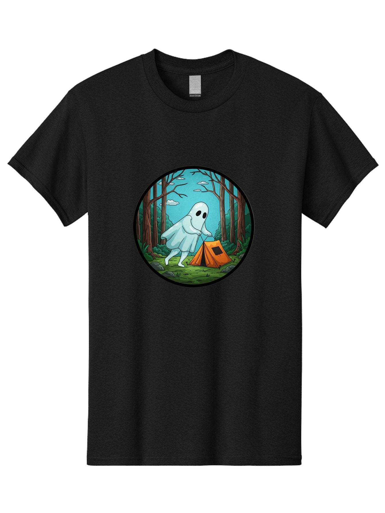 Ghost-Camping-2 Men'S Graphic Tee, 100% Cotton, Comfortable Casual Summer Wear, Machine Washable, Vintage Camera, Old Camera, Antique Camera, Black Camera, Classic Photography, Photography Equipment, Nostalgic Device, Film Camera, Camera Art Bak661 7