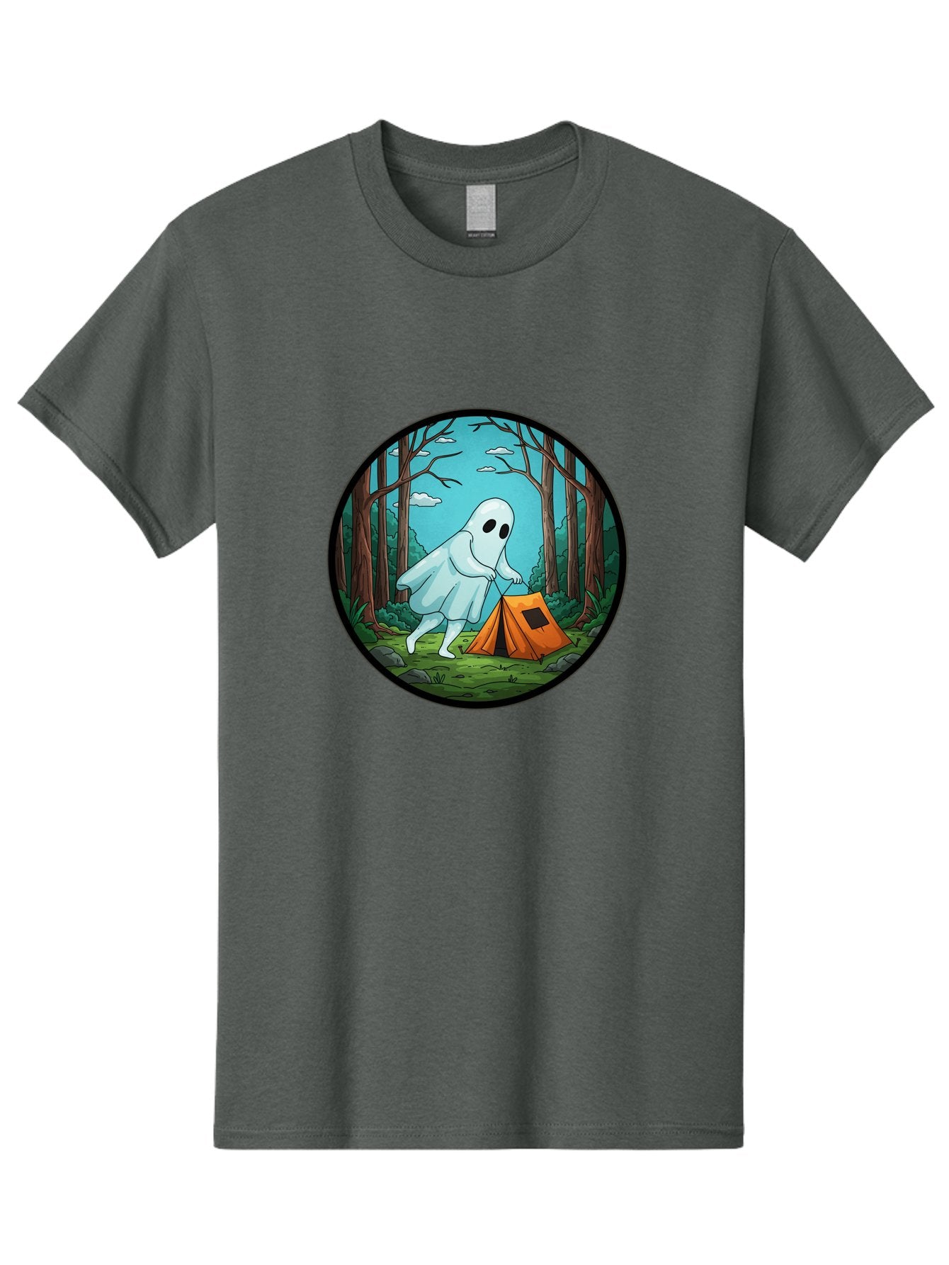 Ghost-Camping-2 Men'S Graphic Tee, 100% Cotton, Comfortable Casual Summer Wear, Machine Washable, Vintage Camera, Old Camera, Antique Camera, Black Camera, Classic Photography, Photography Equipment, Nostalgic Device, Film Camera, Camera Art Bak661 13