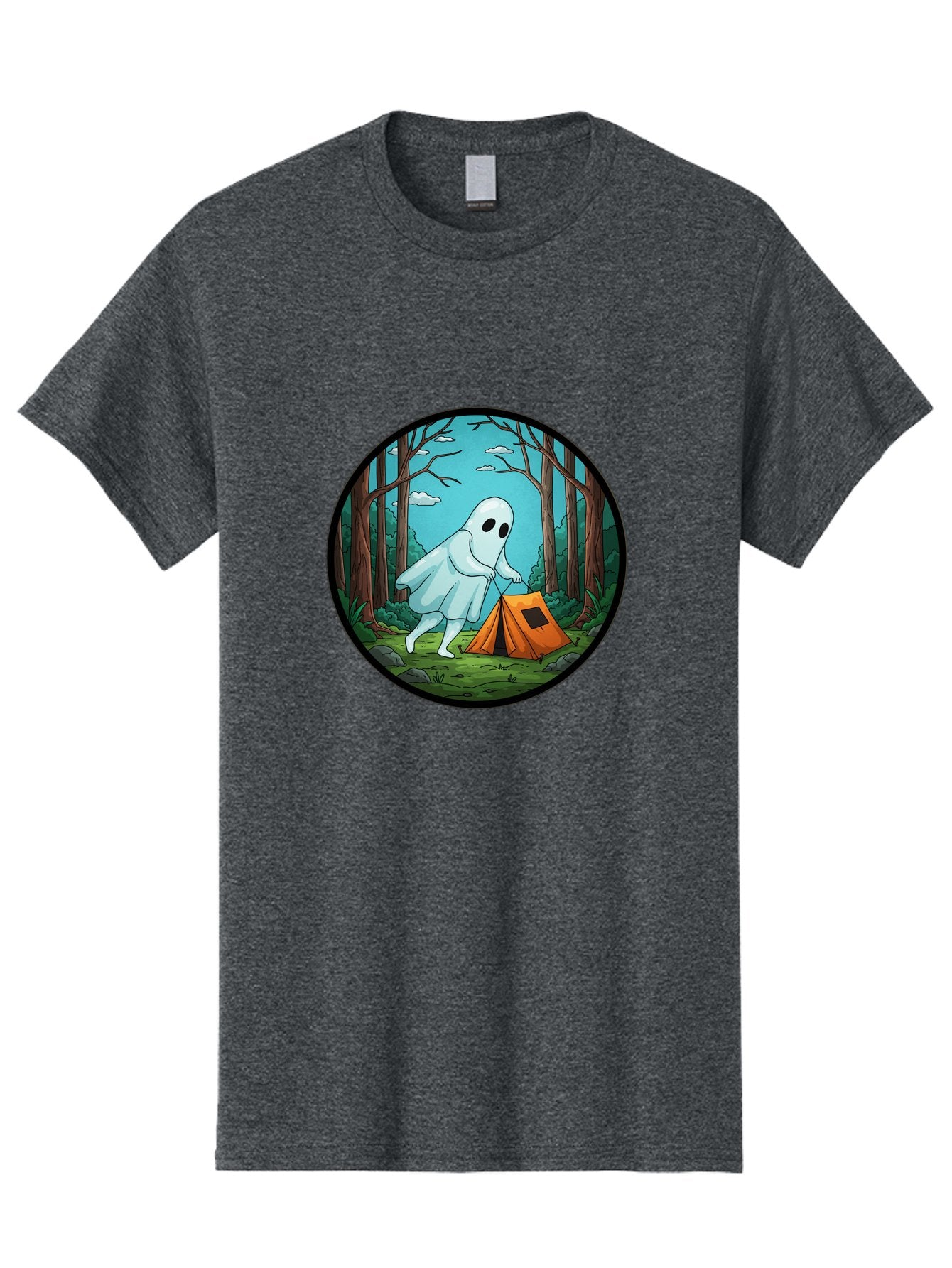 Ghost-Camping-2 Men'S Graphic Tee, 100% Cotton, Comfortable Casual Summer Wear, Machine Washable, Vintage Camera, Old Camera, Antique Camera, Black Camera, Classic Photography, Photography Equipment, Nostalgic Device, Film Camera, Camera Art Bak661 10