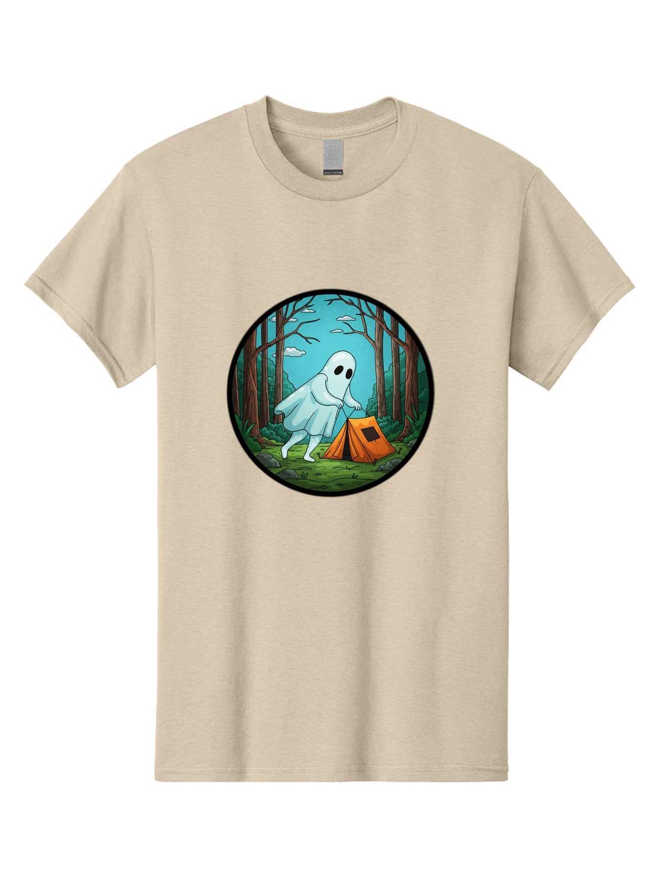 Ghost-Camping-2 Men'S Graphic Tee, 100% Cotton, Comfortable Casual Summer Wear, Machine Washable, Vintage Camera, Old Camera, Antique Camera, Black Camera, Classic Photography, Photography Equipment, Nostalgic Device, Film Camera, Camera Art Bak661 8