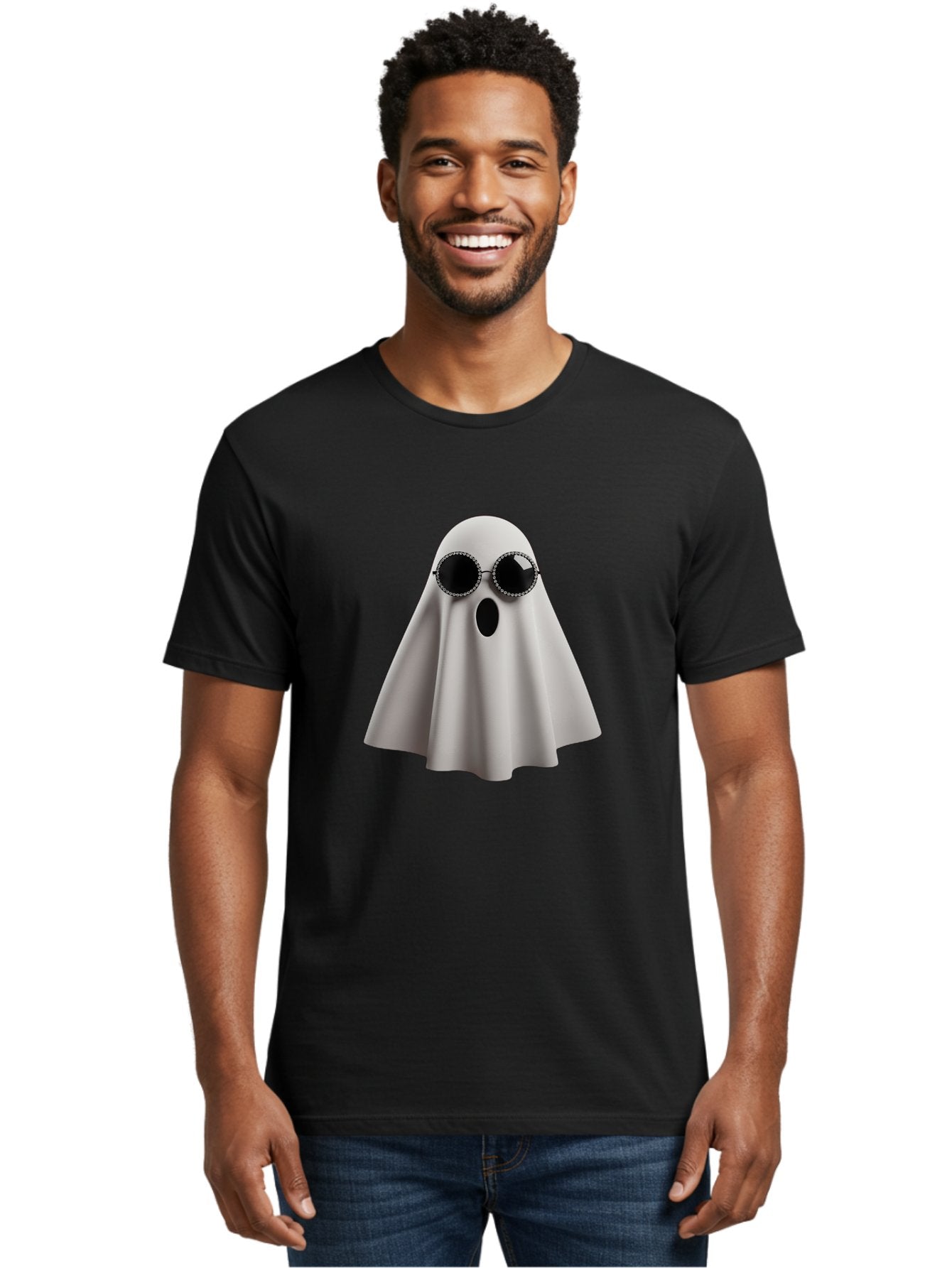 Ghost-Wearing-Sunglasses-3 Men'S Graphic Tee, 100% Cotton, Comfortable Casual Summer Wear, Machine Washable, Vintage Camera, Old Camera, Antique Camera, Black Camera, Classic Photography, Photography Equipment, Nostalgic Device, Film Camera, Bak675 23