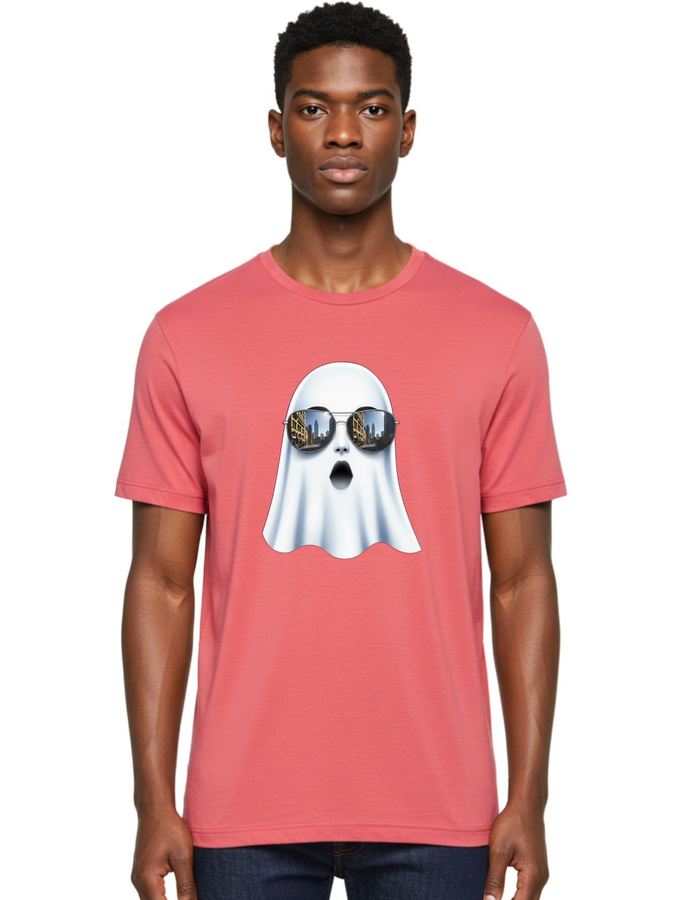 Ghost-With-Sunglasses-1 Men'S Graphic Tee, 100% Cotton, Comfortable Casual Summer Wear, Machine Washable, Vintage Camera, Old Camera, Antique Camera, Black Camera, Classic Photography, Photography Equipment, Nostalgic Device, Film Camera, Bak679 16