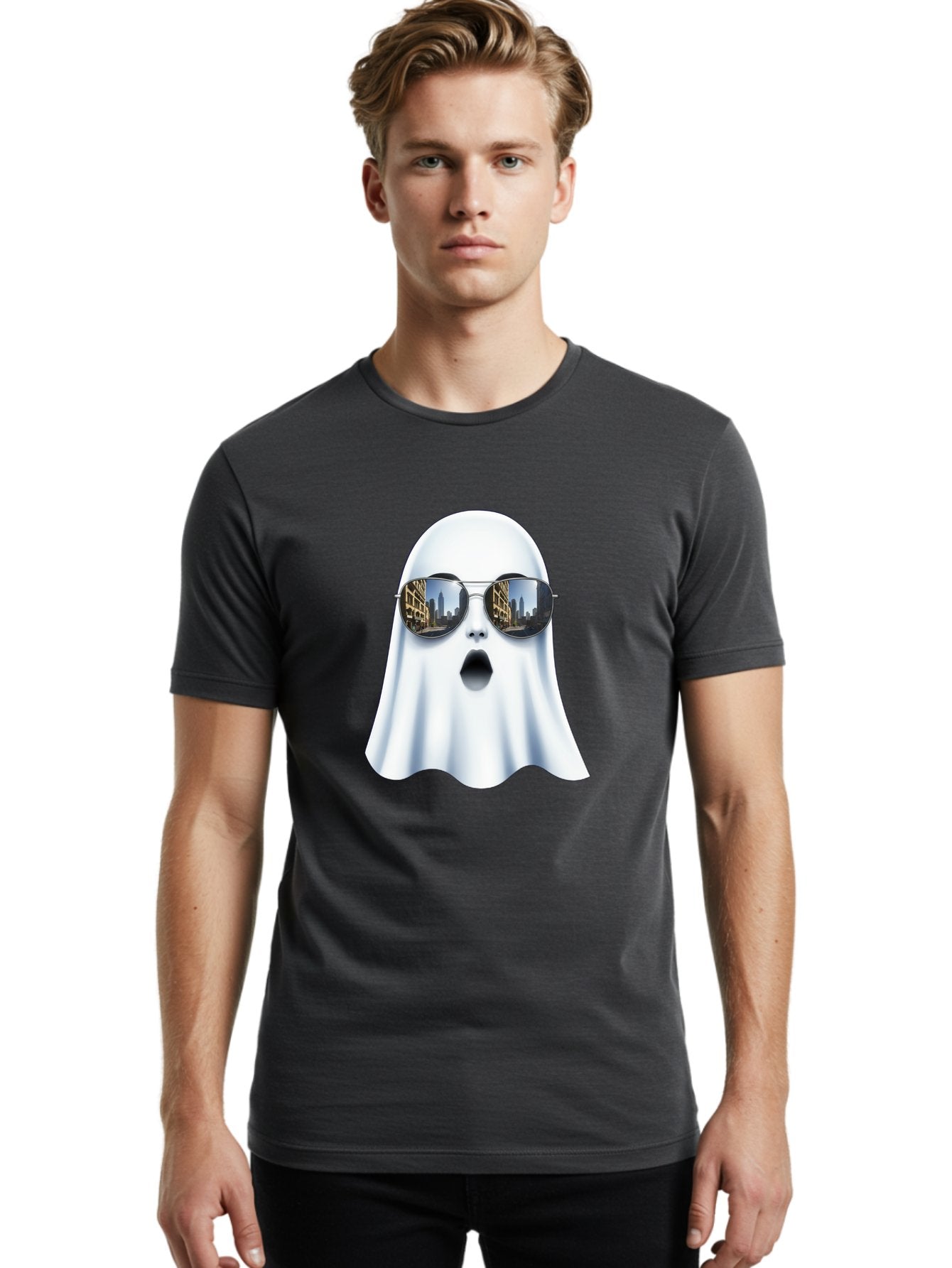 Ghost-With-Sunglasses-1 Men'S Graphic Tee, 100% Cotton, Comfortable Casual Summer Wear, Machine Washable, Vintage Camera, Old Camera, Antique Camera, Black Camera, Classic Photography, Photography Equipment, Nostalgic Device, Film Camera, Bak679 27