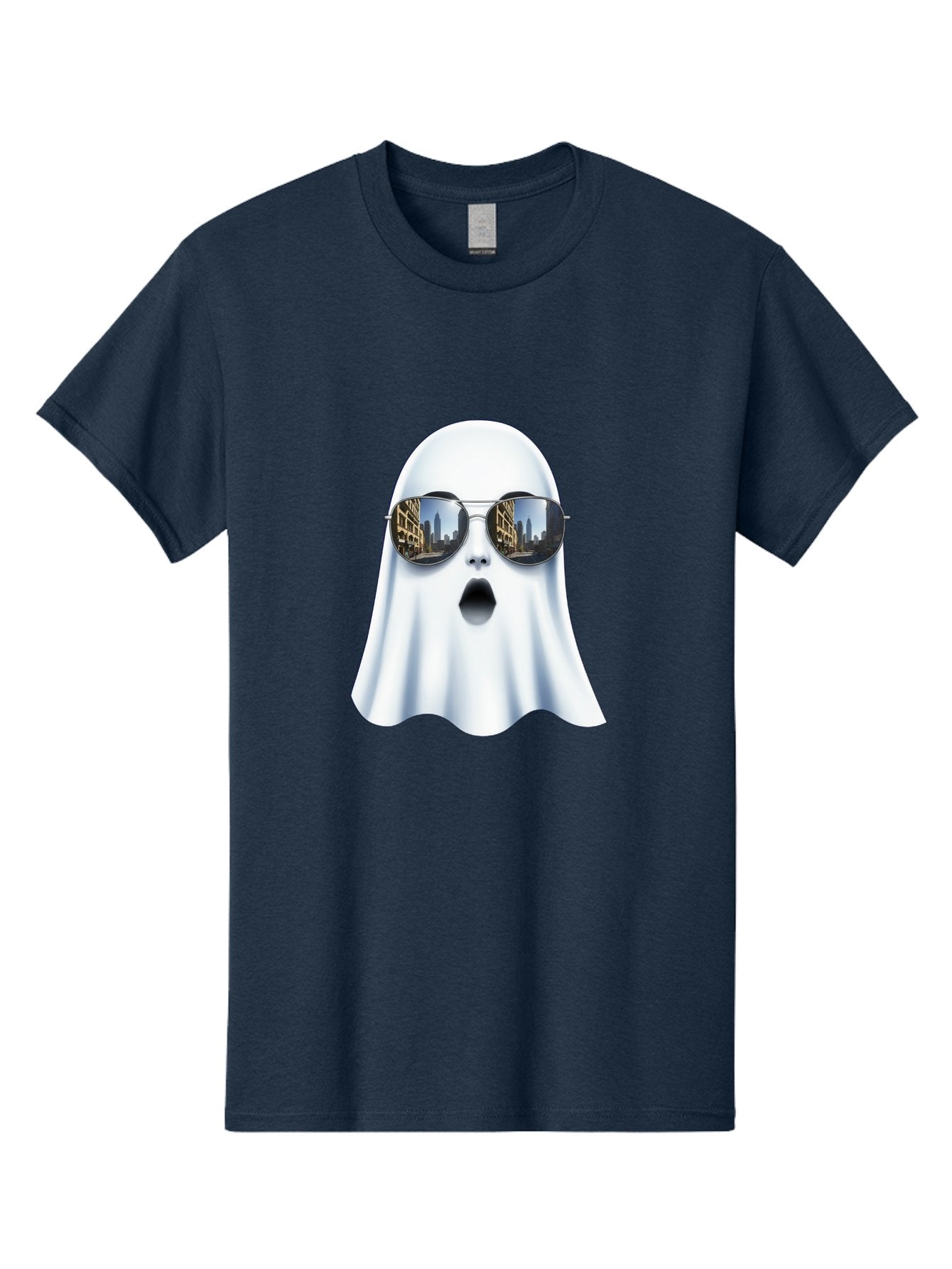 Ghost-With-Sunglasses-1 Men'S Graphic Tee, 100% Cotton, Comfortable Casual Summer Wear, Machine Washable, Vintage Camera, Old Camera, Antique Camera, Black Camera, Classic Photography, Photography Equipment, Nostalgic Device, Film Camera, Bak679
