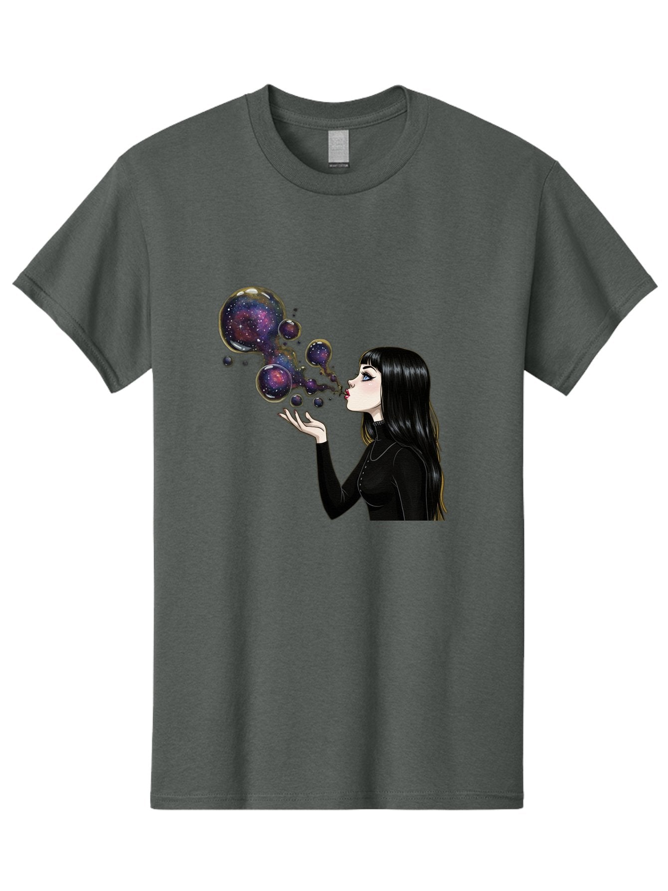 Girl-Blowing-Galaxy-Bubbles-1 Men'S Graphic Tee, 100% Cotton, Comfortable Casual Summer Wear, Machine Washable, Vintage Camera, Old Camera, Antique Camera, Black Camera, Classic Photography, Photography Equipment, Nostalgic Device, Bak684 14