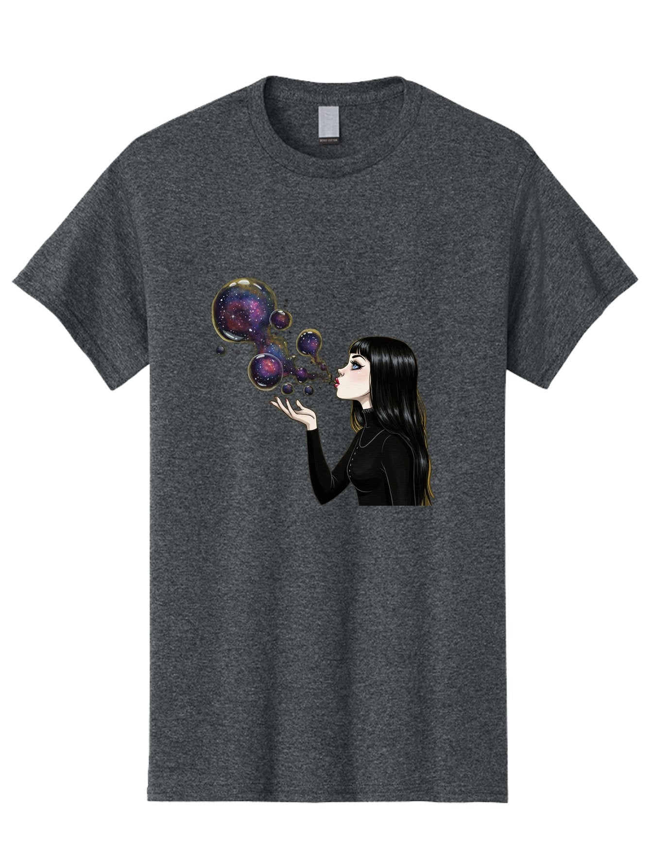 Girl-Blowing-Galaxy-Bubbles-1 Men'S Graphic Tee, 100% Cotton, Comfortable Casual Summer Wear, Machine Washable, Vintage Camera, Old Camera, Antique Camera, Black Camera, Classic Photography, Photography Equipment, Nostalgic Device, Bak684 10