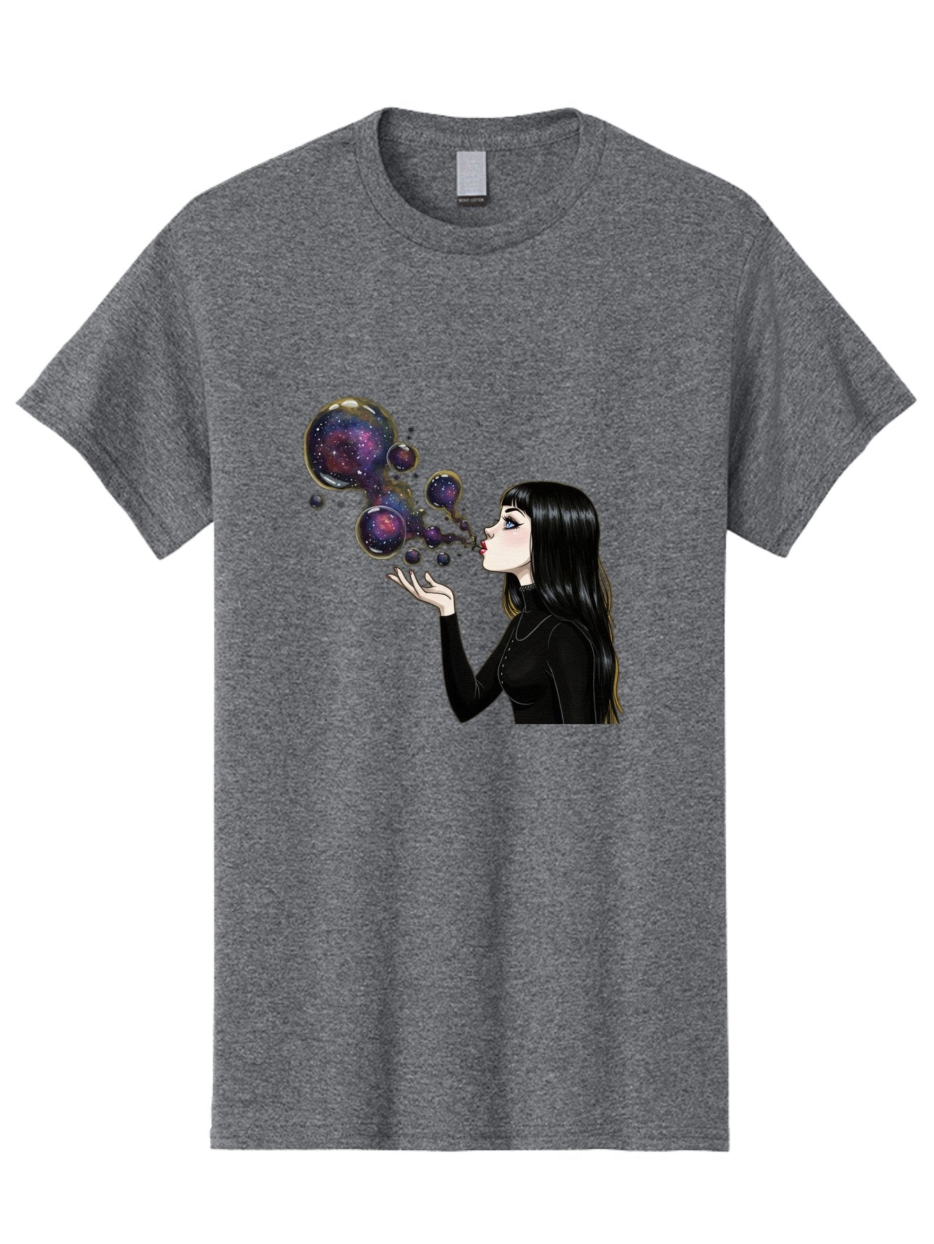 Girl-Blowing-Galaxy-Bubbles-1 Men'S Graphic Tee, 100% Cotton, Comfortable Casual Summer Wear, Machine Washable, Vintage Camera, Old Camera, Antique Camera, Black Camera, Classic Photography, Photography Equipment, Nostalgic Device, Bak684 7