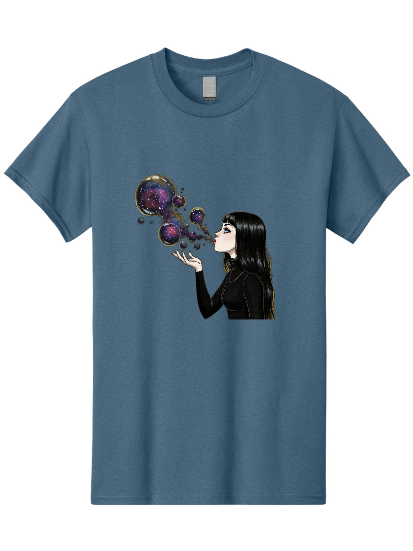 Girl-Blowing-Galaxy-Bubbles-1 Men'S Graphic Tee, 100% Cotton, Comfortable Casual Summer Wear, Machine Washable, Vintage Camera, Old Camera, Antique Camera, Black Camera, Classic Photography, Photography Equipment, Nostalgic Device, Bak684 13