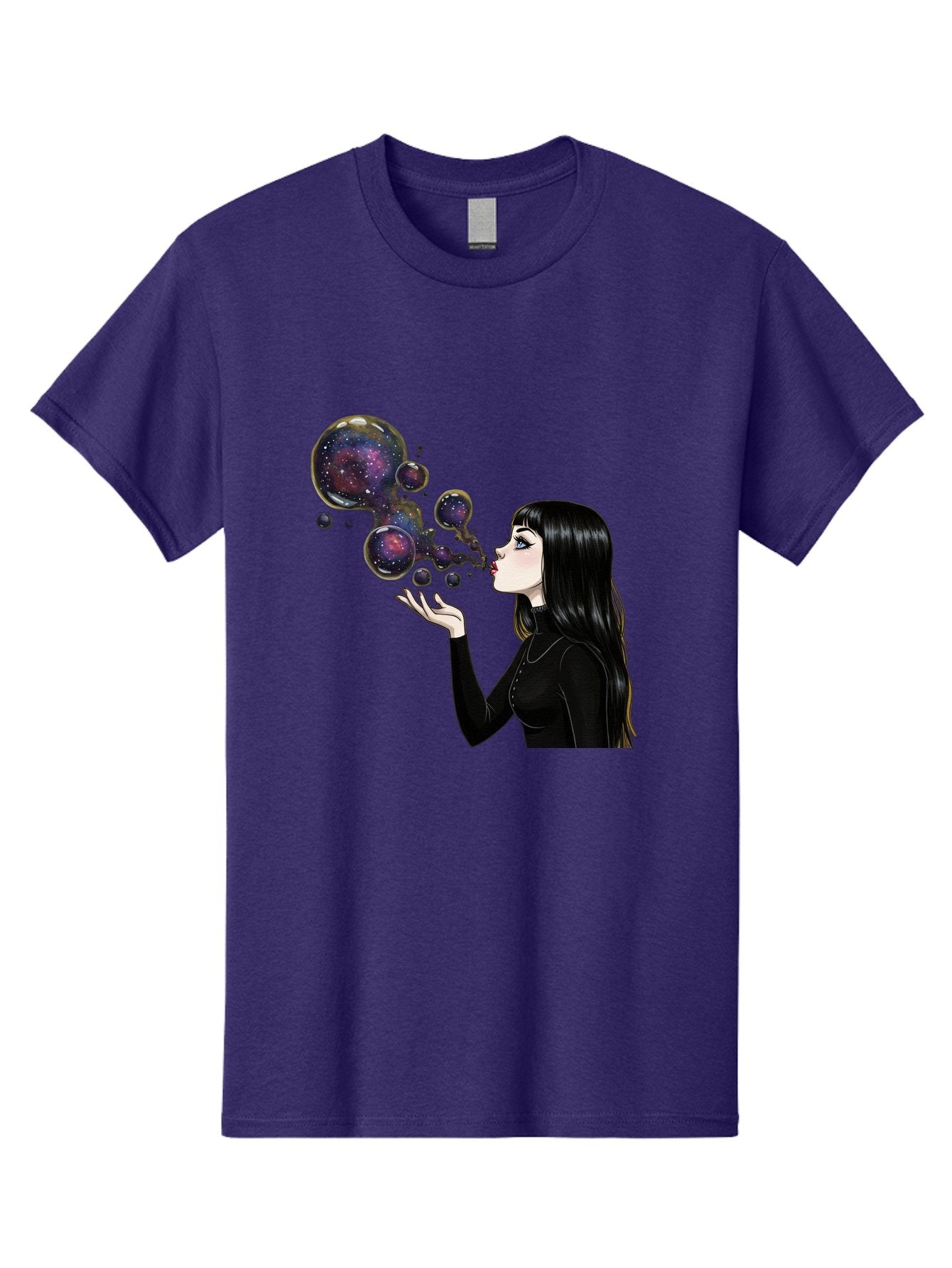 Girl-Blowing-Galaxy-Bubbles-1 Men'S Graphic Tee, 100% Cotton, Comfortable Casual Summer Wear, Machine Washable, Vintage Camera, Old Camera, Antique Camera, Black Camera, Classic Photography, Photography Equipment, Nostalgic Device, Bak684 5