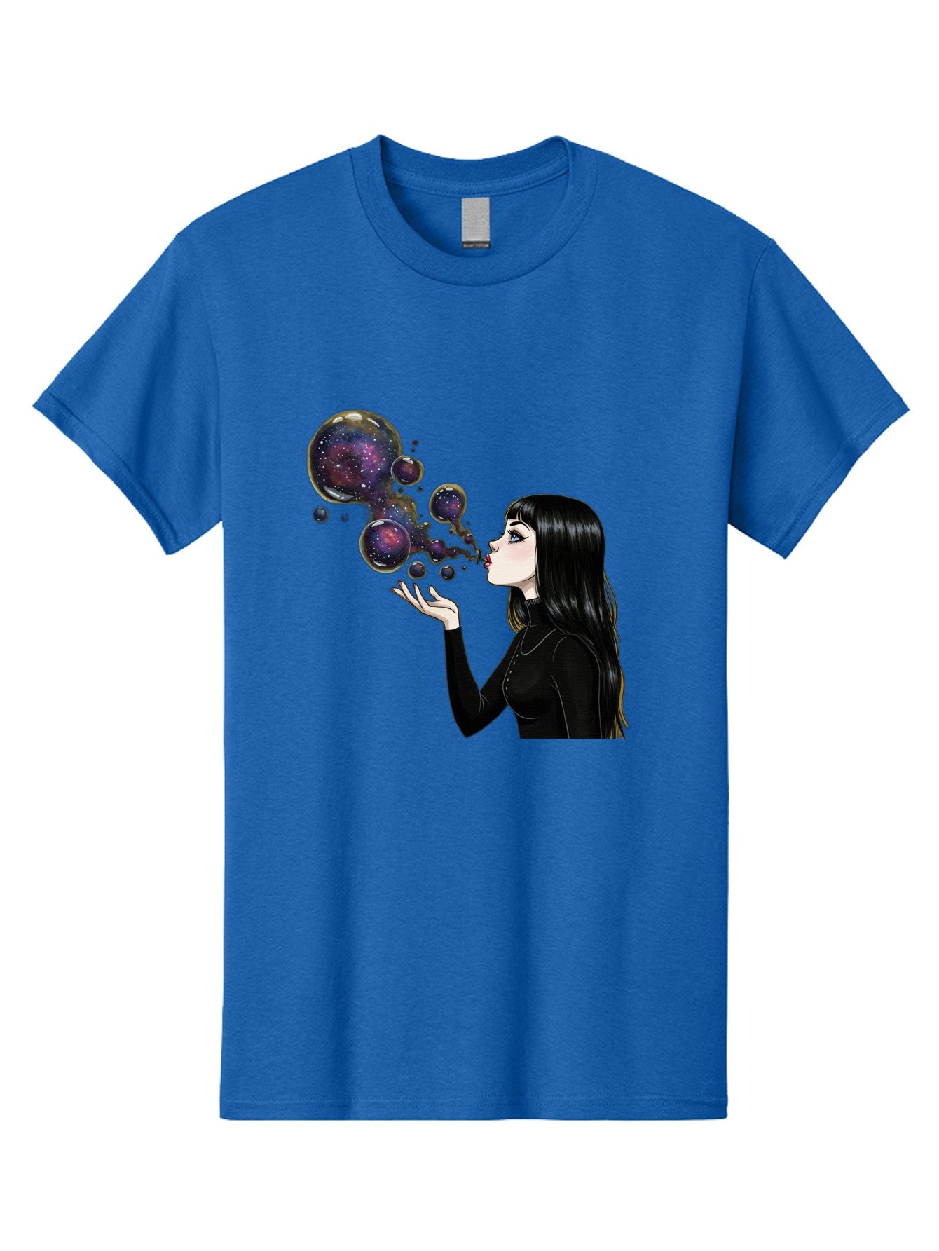 Girl-Blowing-Galaxy-Bubbles-1 Men'S Graphic Tee, 100% Cotton, Comfortable Casual Summer Wear, Machine Washable, Vintage Camera, Old Camera, Antique Camera, Black Camera, Classic Photography, Photography Equipment, Nostalgic Device, Bak684 15