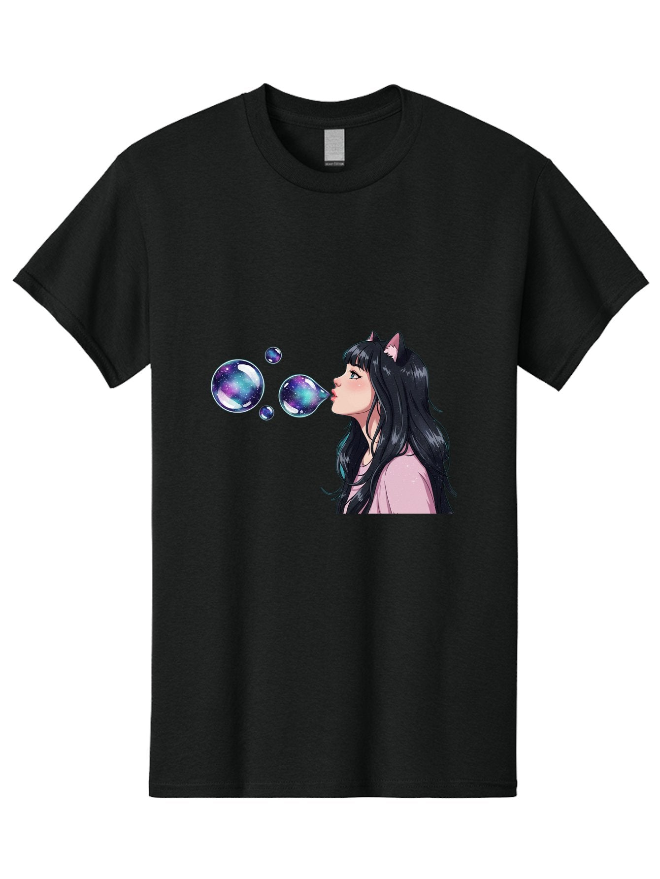 Girl-Blowing-Galaxy-Bubbles Men'S Graphic Tee, 100% Cotton, Comfortable Casual Summer Wear, Machine Washable, Vintage Camera, Old Camera, Antique Camera, Black Camera, Classic Photography, Photography Equipment, Nostalgic Device, Film Camera, Bak685 8