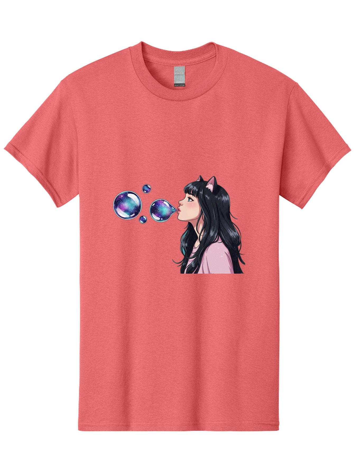 Girl-Blowing-Galaxy-Bubbles Men'S Graphic Tee, 100% Cotton, Comfortable Casual Summer Wear, Machine Washable, Vintage Camera, Old Camera, Antique Camera, Black Camera, Classic Photography, Photography Equipment, Nostalgic Device, Film Camera, Bak685 11