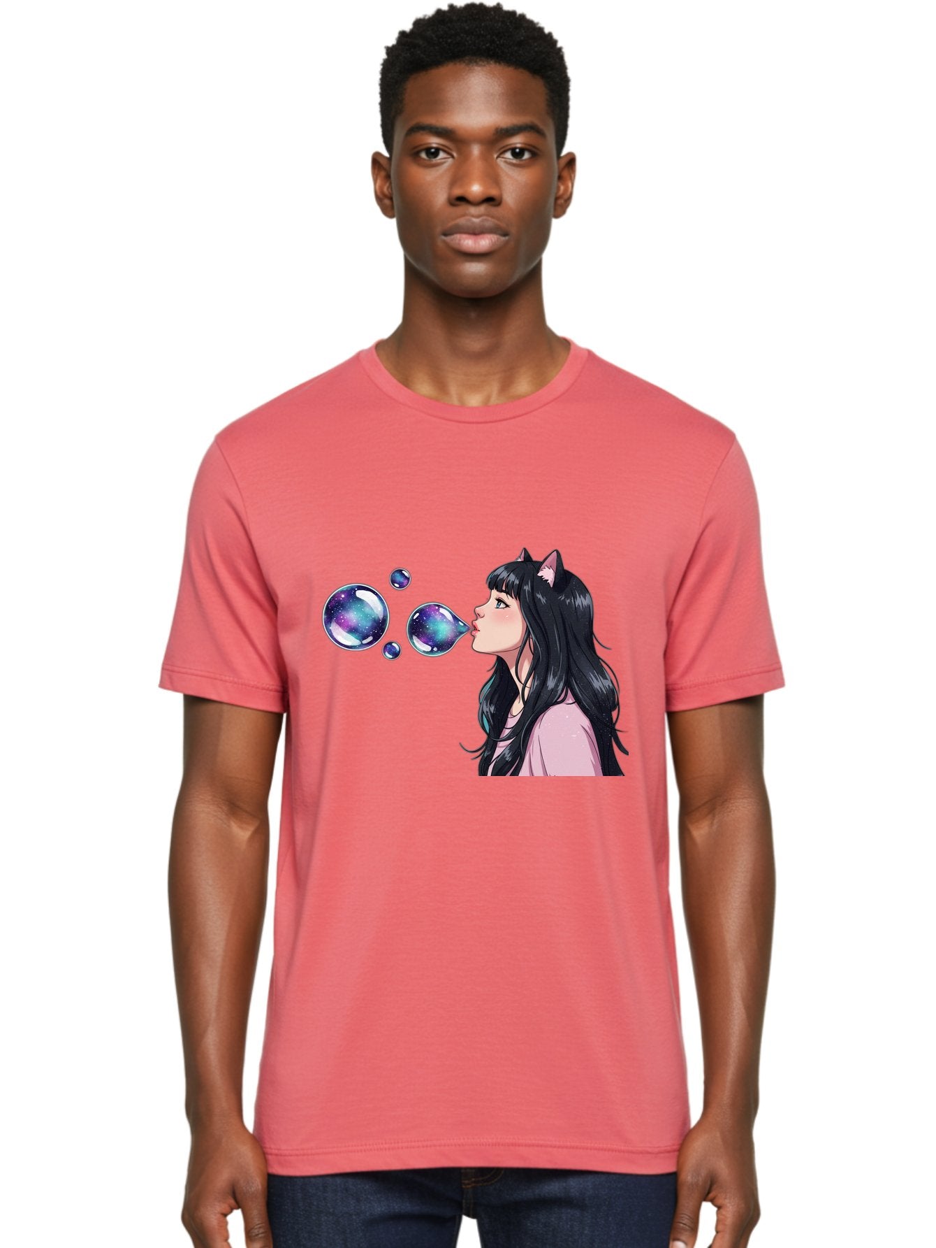 Girl-Blowing-Galaxy-Bubbles Men'S Graphic Tee, 100% Cotton, Comfortable Casual Summer Wear, Machine Washable, Vintage Camera, Old Camera, Antique Camera, Black Camera, Classic Photography, Photography Equipment, Nostalgic Device, Film Camera, Bak685 27