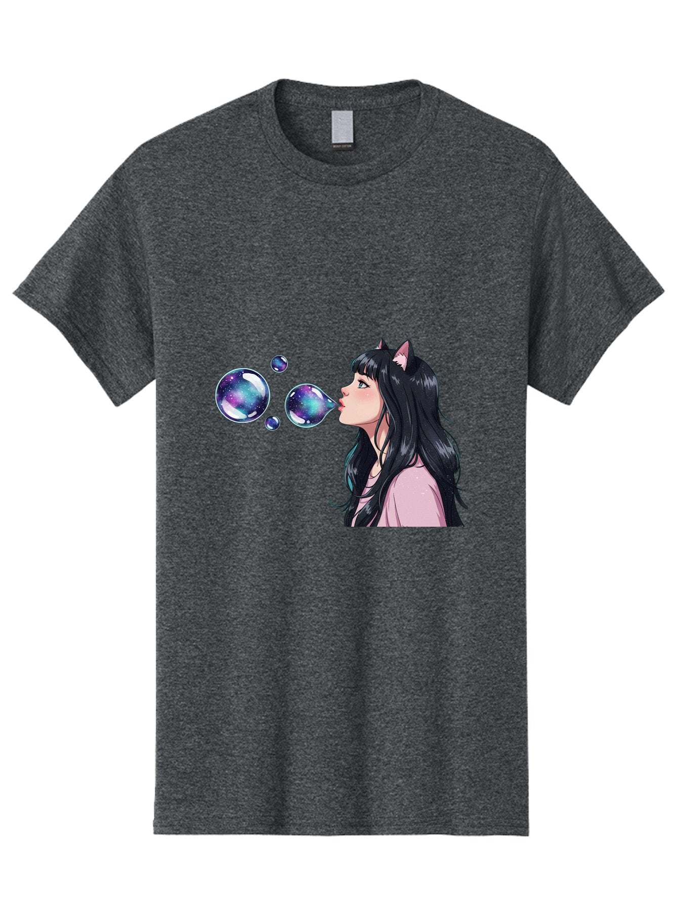Girl-Blowing-Galaxy-Bubbles Men'S Graphic Tee, 100% Cotton, Comfortable Casual Summer Wear, Machine Washable, Vintage Camera, Old Camera, Antique Camera, Black Camera, Classic Photography, Photography Equipment, Nostalgic Device, Film Camera, Bak685 10