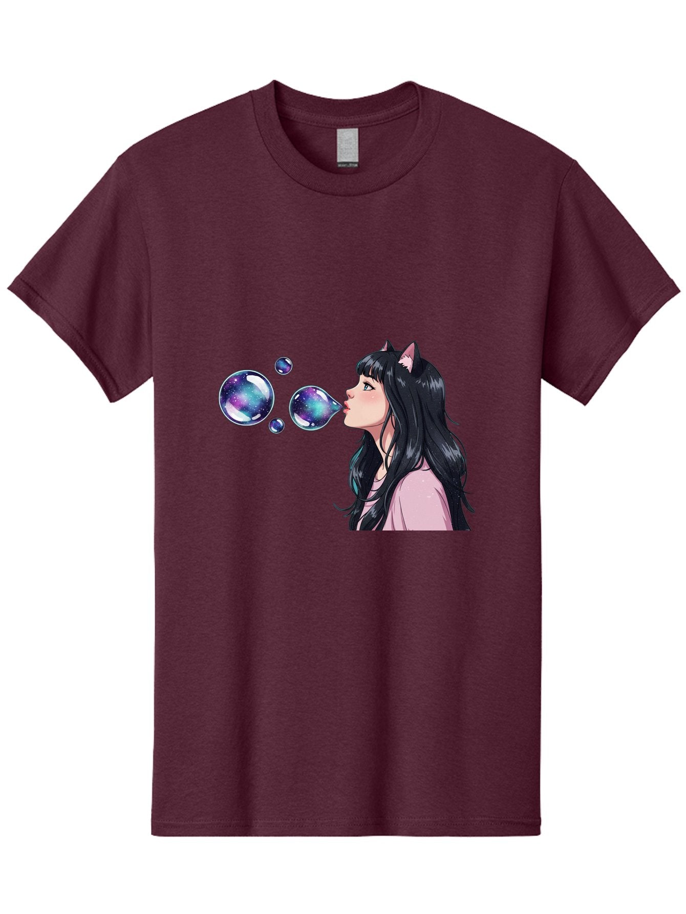 Girl-Blowing-Galaxy-Bubbles Men'S Graphic Tee, 100% Cotton, Comfortable Casual Summer Wear, Machine Washable, Vintage Camera, Old Camera, Antique Camera, Black Camera, Classic Photography, Photography Equipment, Nostalgic Device, Film Camera, Bak685 5