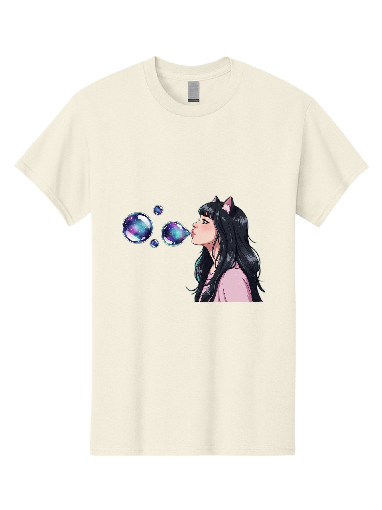 Girl-Blowing-Galaxy-Bubbles Men'S Graphic Tee, 100% Cotton, Comfortable Casual Summer Wear, Machine Washable, Vintage Camera, Old Camera, Antique Camera, Black Camera, Classic Photography, Photography Equipment, Nostalgic Device, Film Camera, Bak685 13